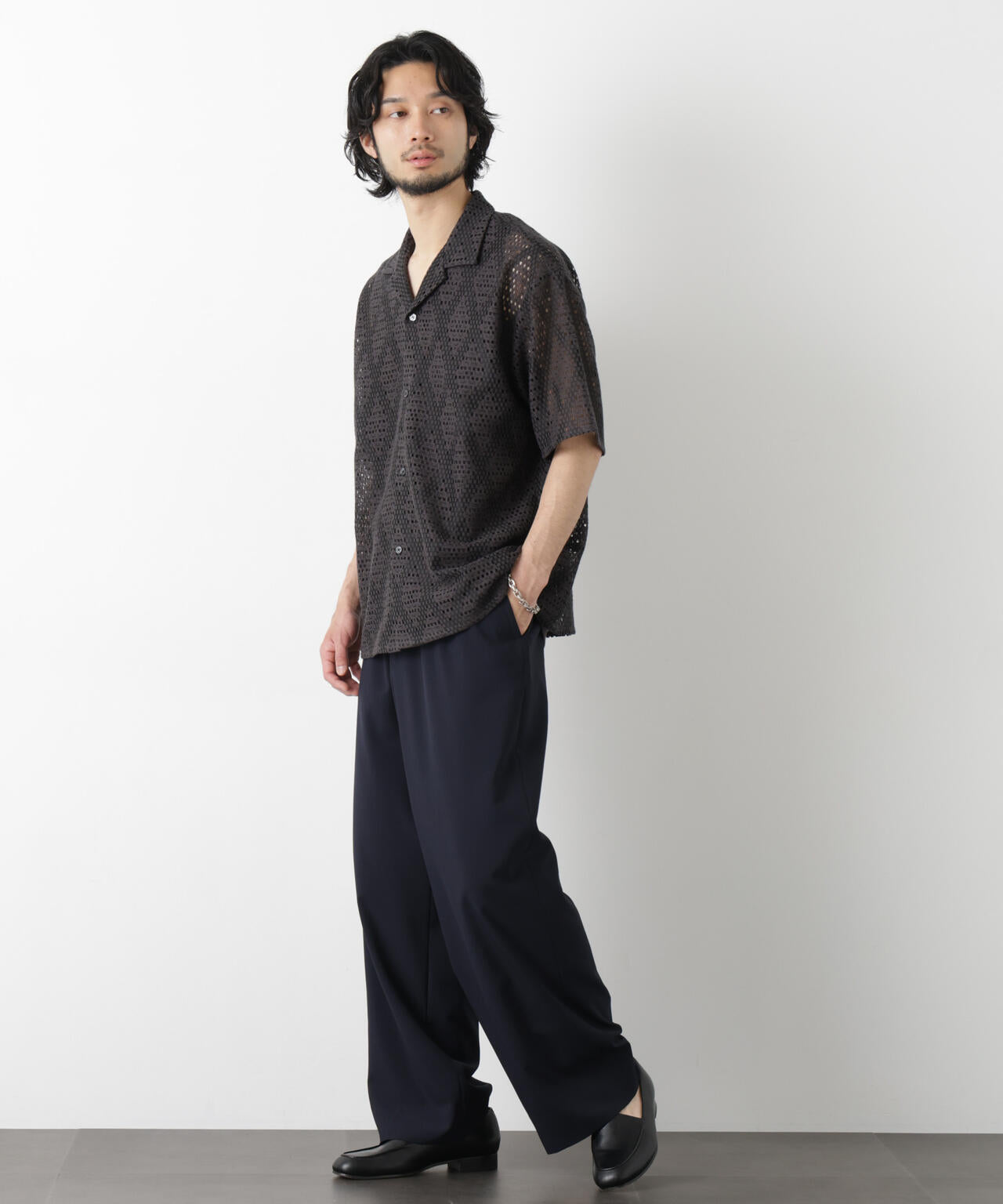 ダイヤレース オープンカラーシャツ 6686121209