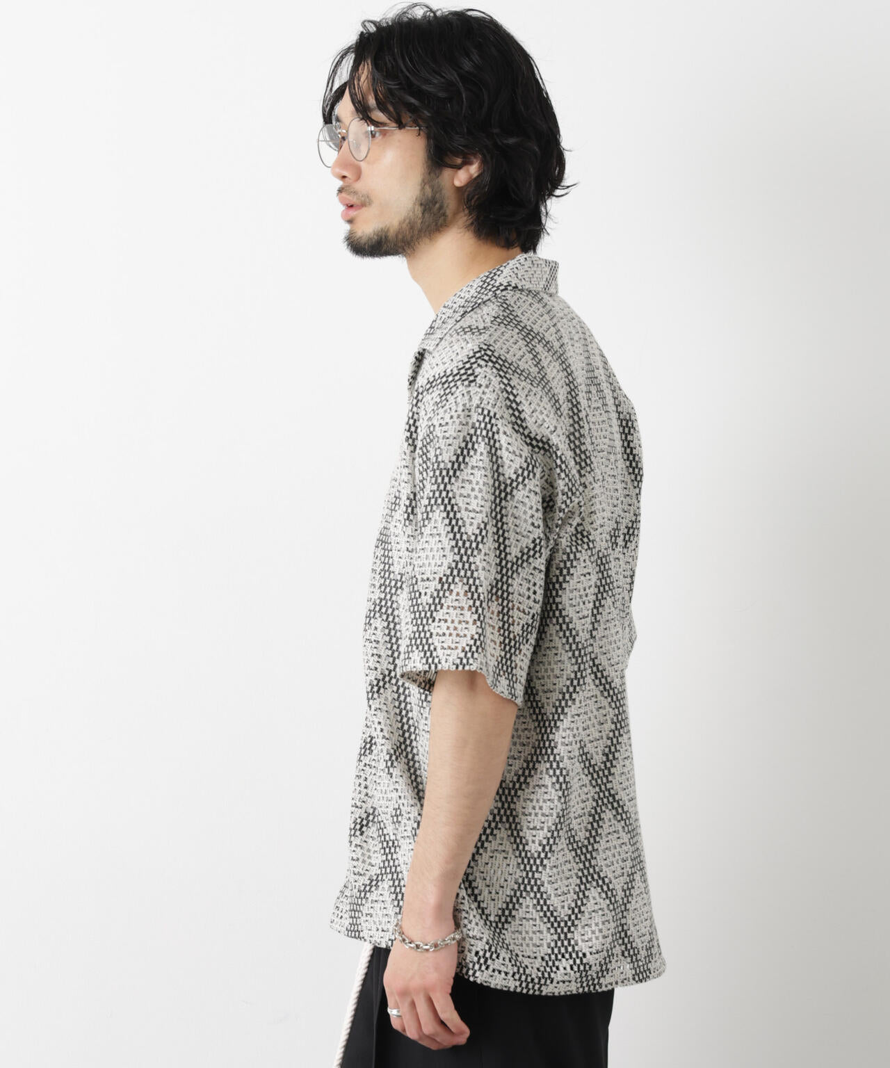 ダイヤレース オープンカラーシャツ 6686121209