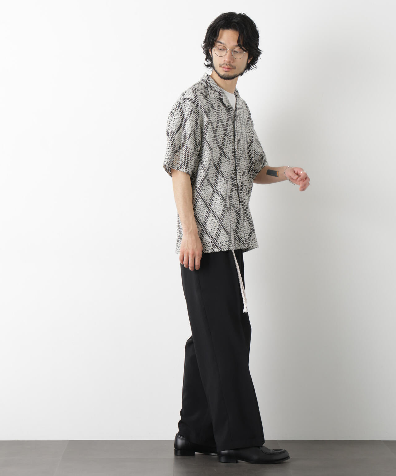 ダイヤレース オープンカラーシャツ 6686121209