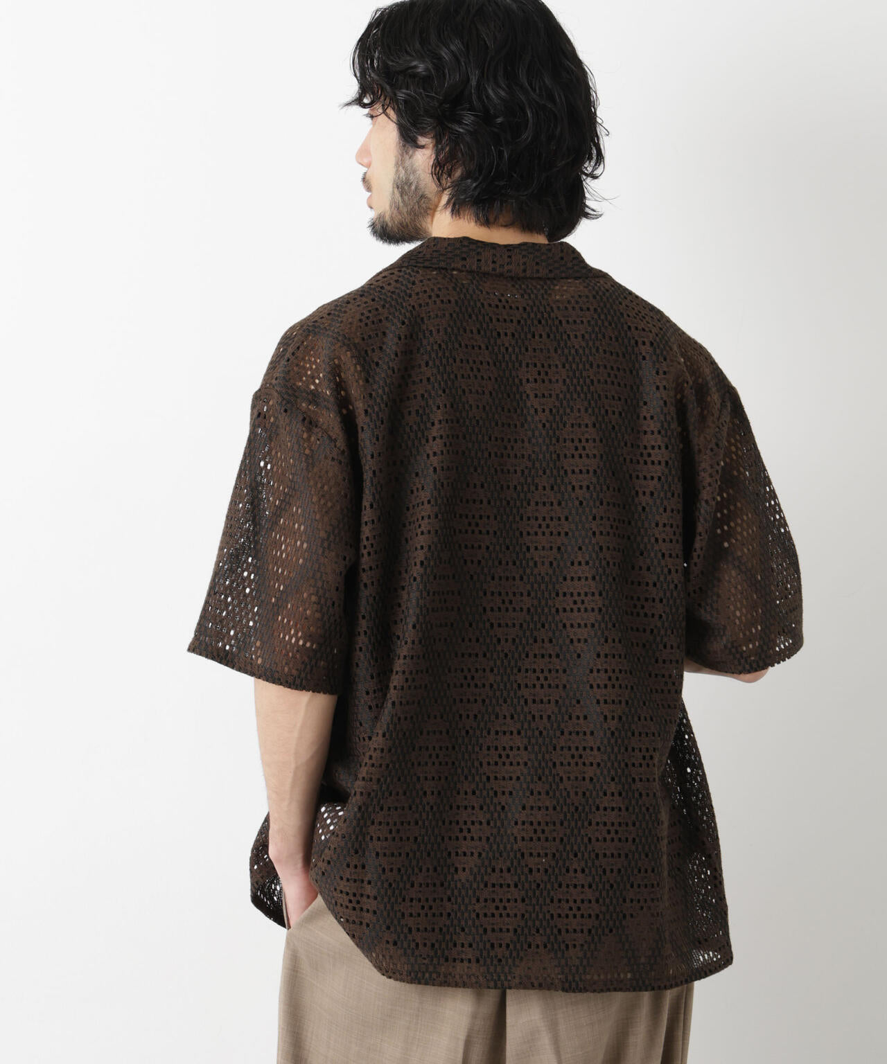 ダイヤレース オープンカラーシャツ 6686121209