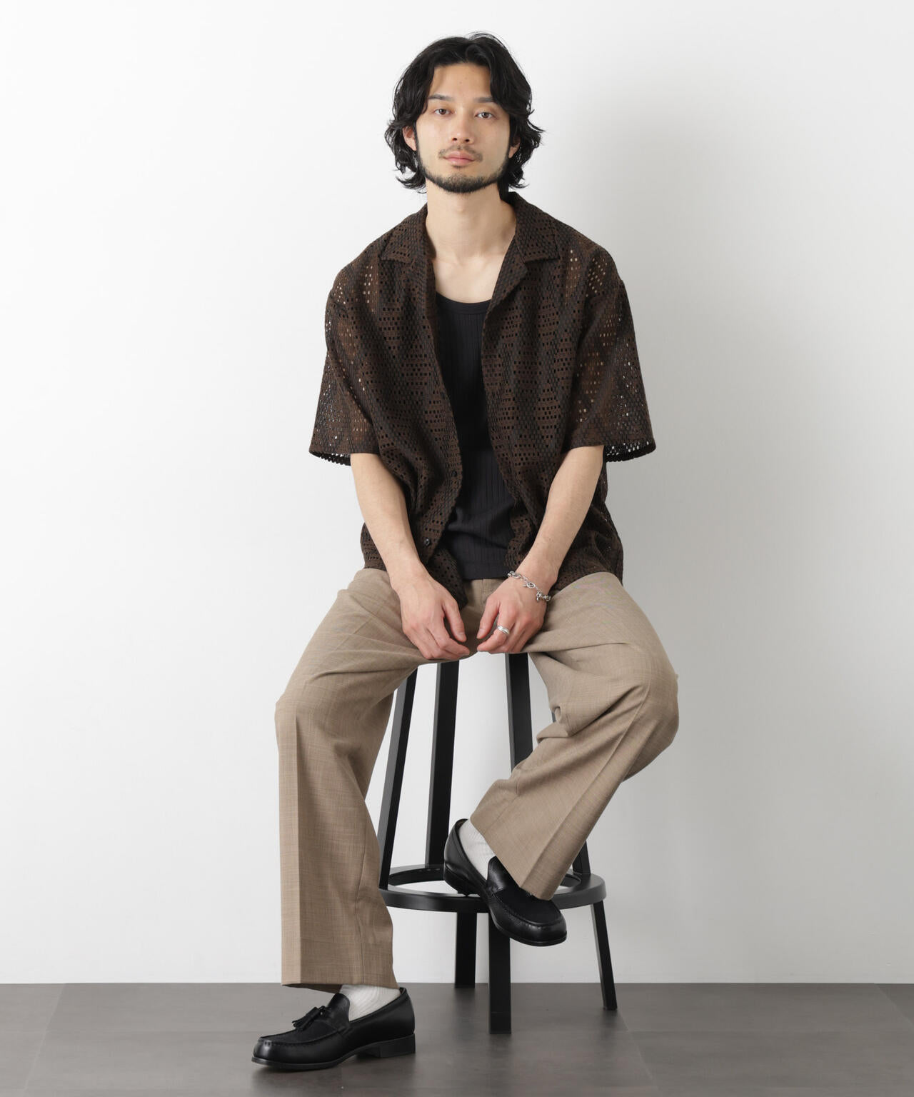 ダイヤレース オープンカラーシャツ 6686121209