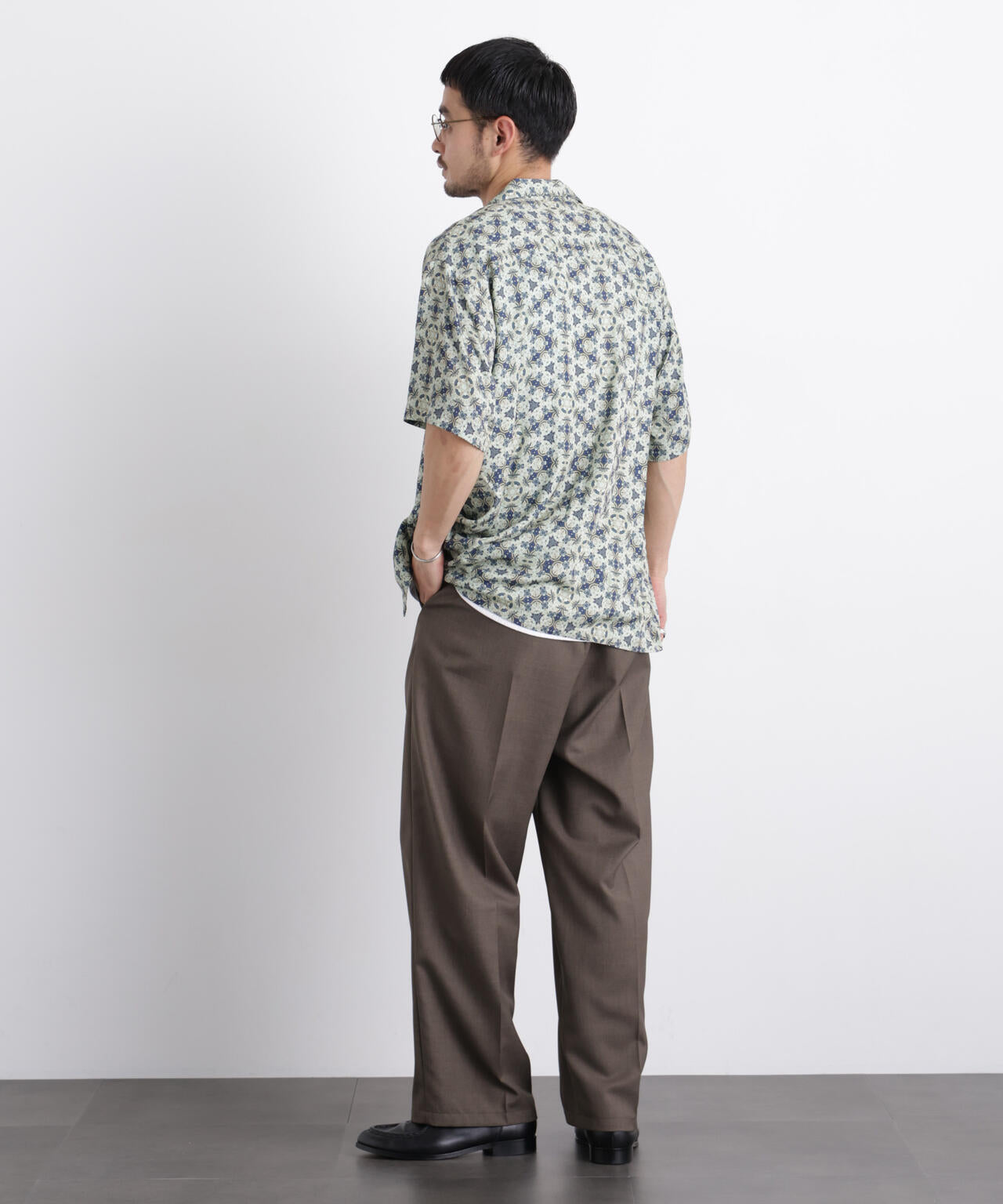 エスニックプリント オープンカラーシャツ 6686121215