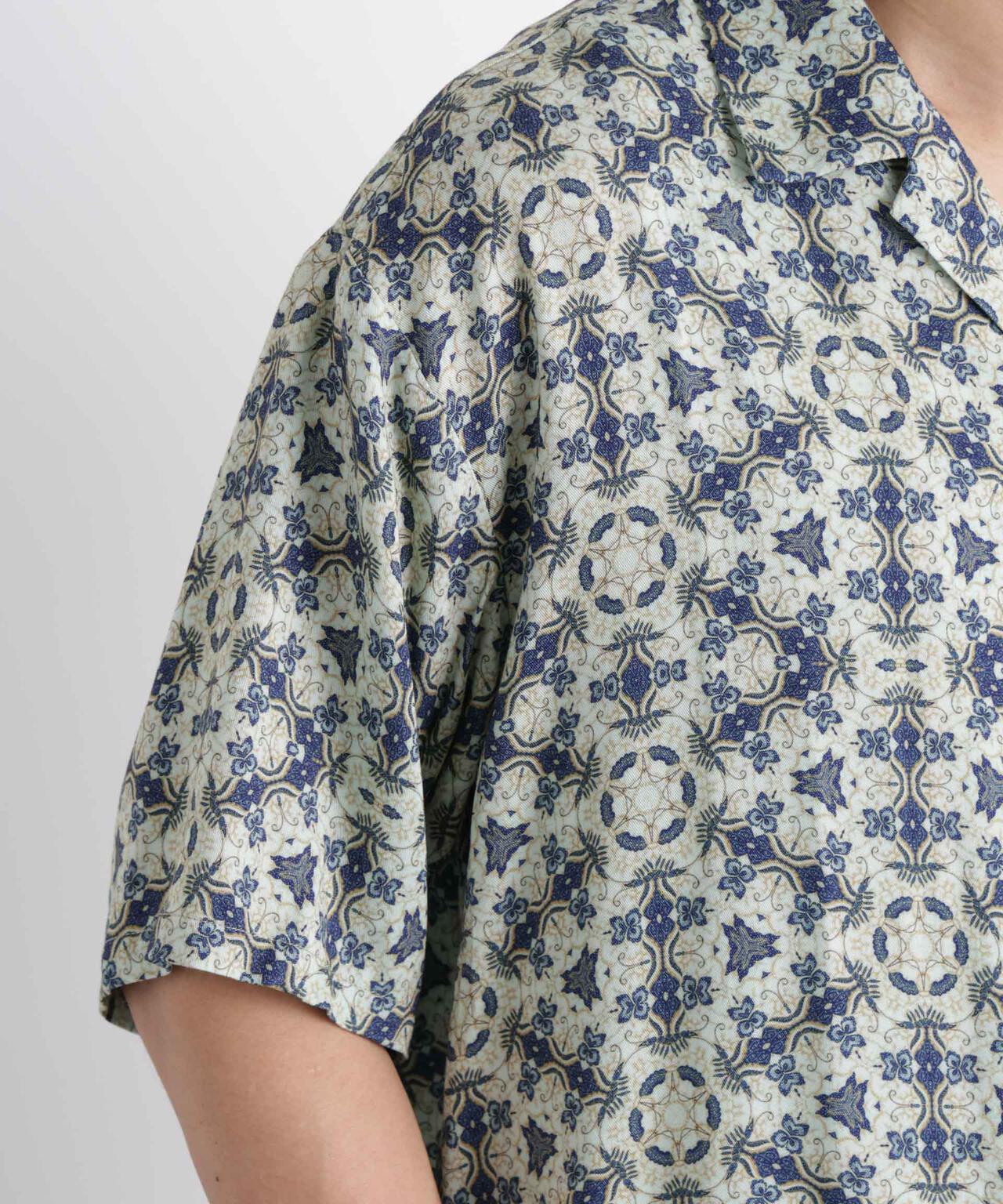 エスニックプリント オープンカラーシャツ 6686121215