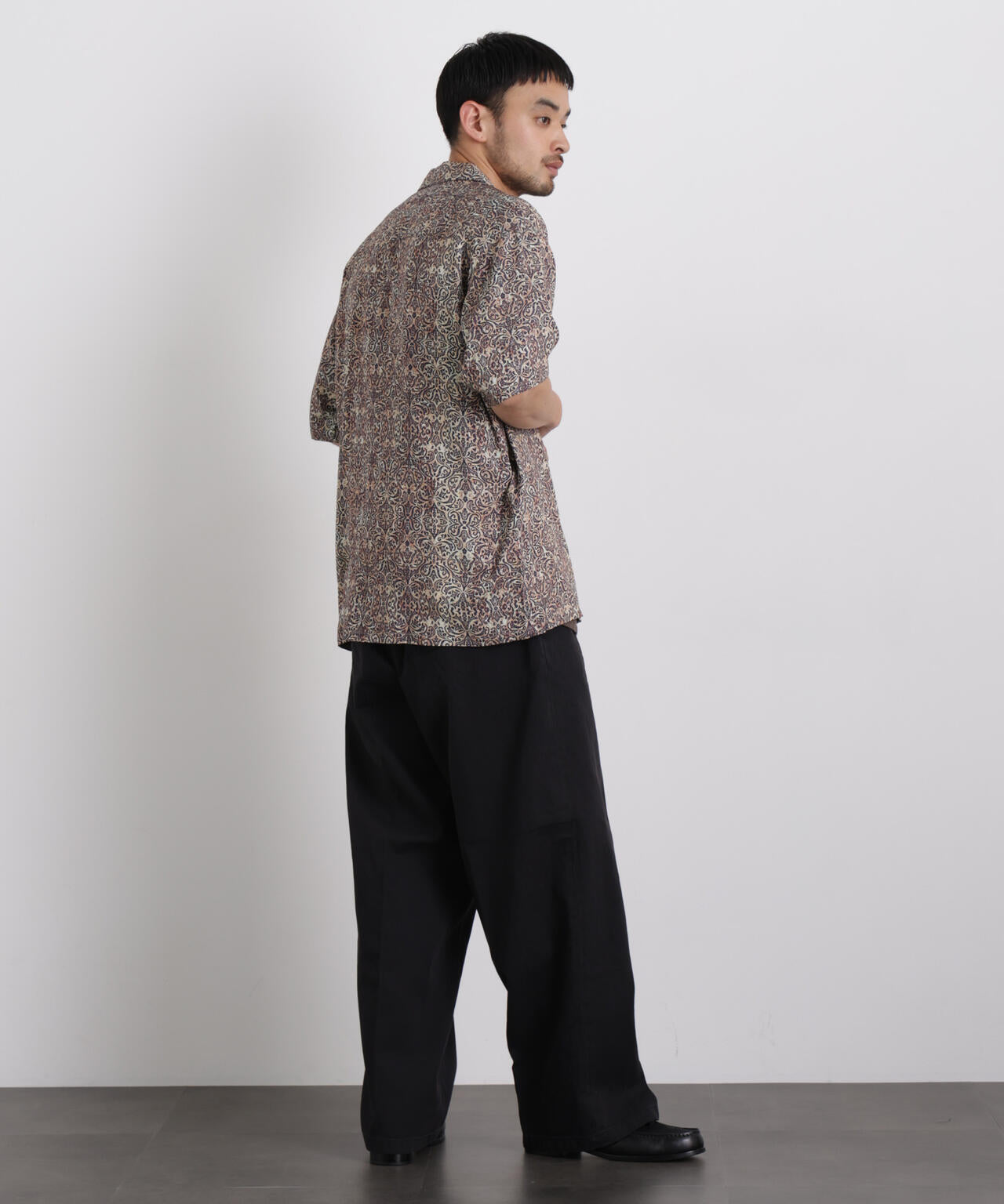 エスニックプリント オープンカラーシャツ 6686121215