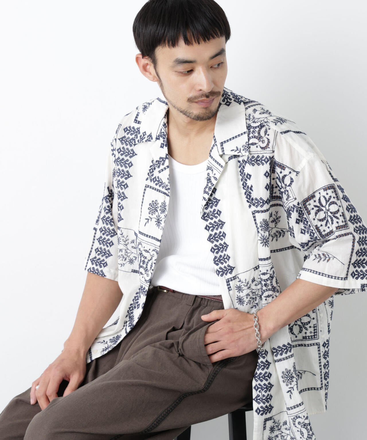 ｢OtoNANO｣×masoret アイレット刺繍シャツ 6686121224