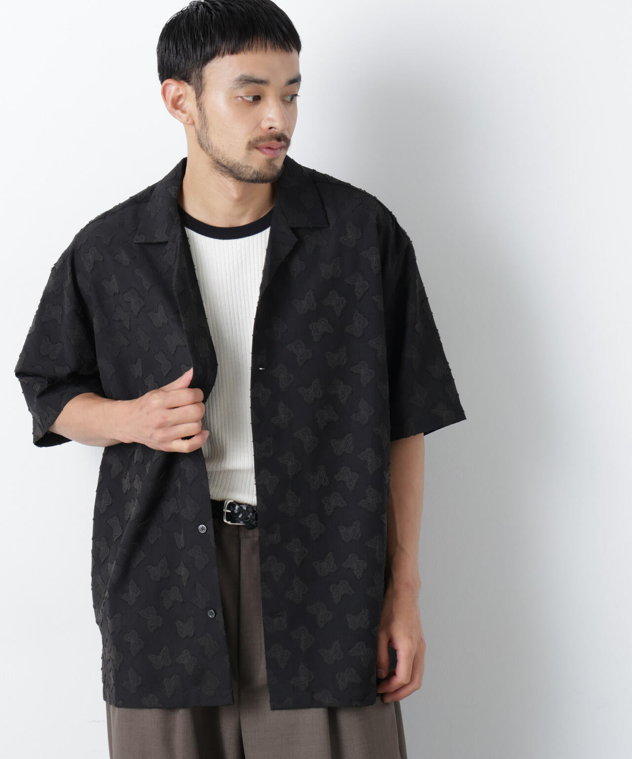 Ena様レースブラックシャツ カットレースシャツ