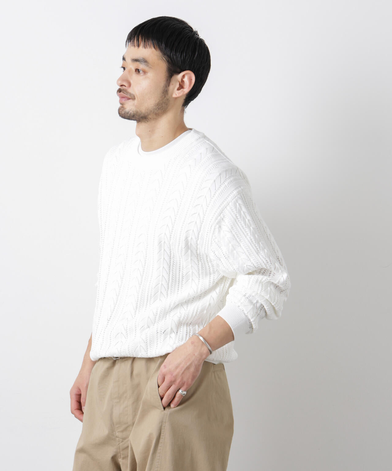 ASSEMBLANC｣コードヤーンシアーケーブルニット