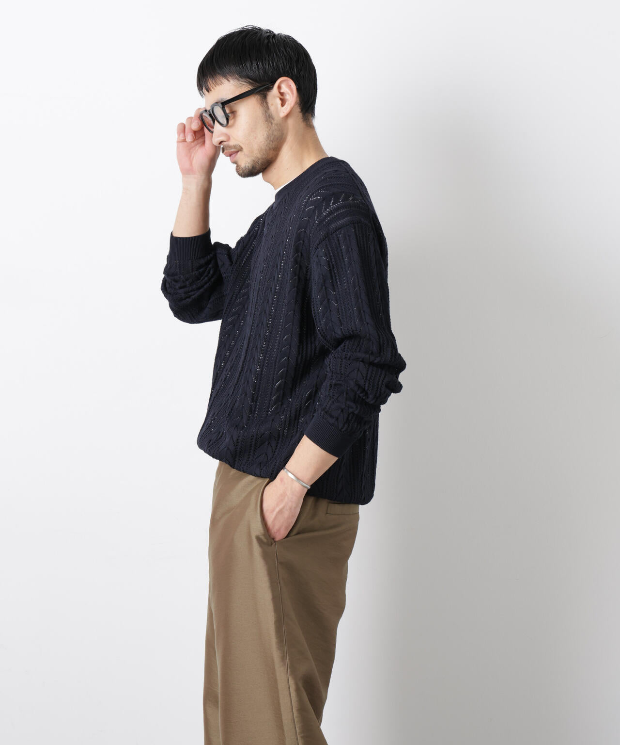 ASSEMBLANC｣コードヤーンシアーケーブルニット