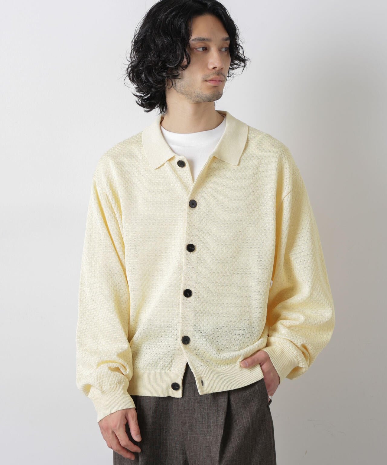 H BEAUTY&YOUTH ＜H＞ギマコットン ポロカラーニット ギマポロカラーニットジャケット