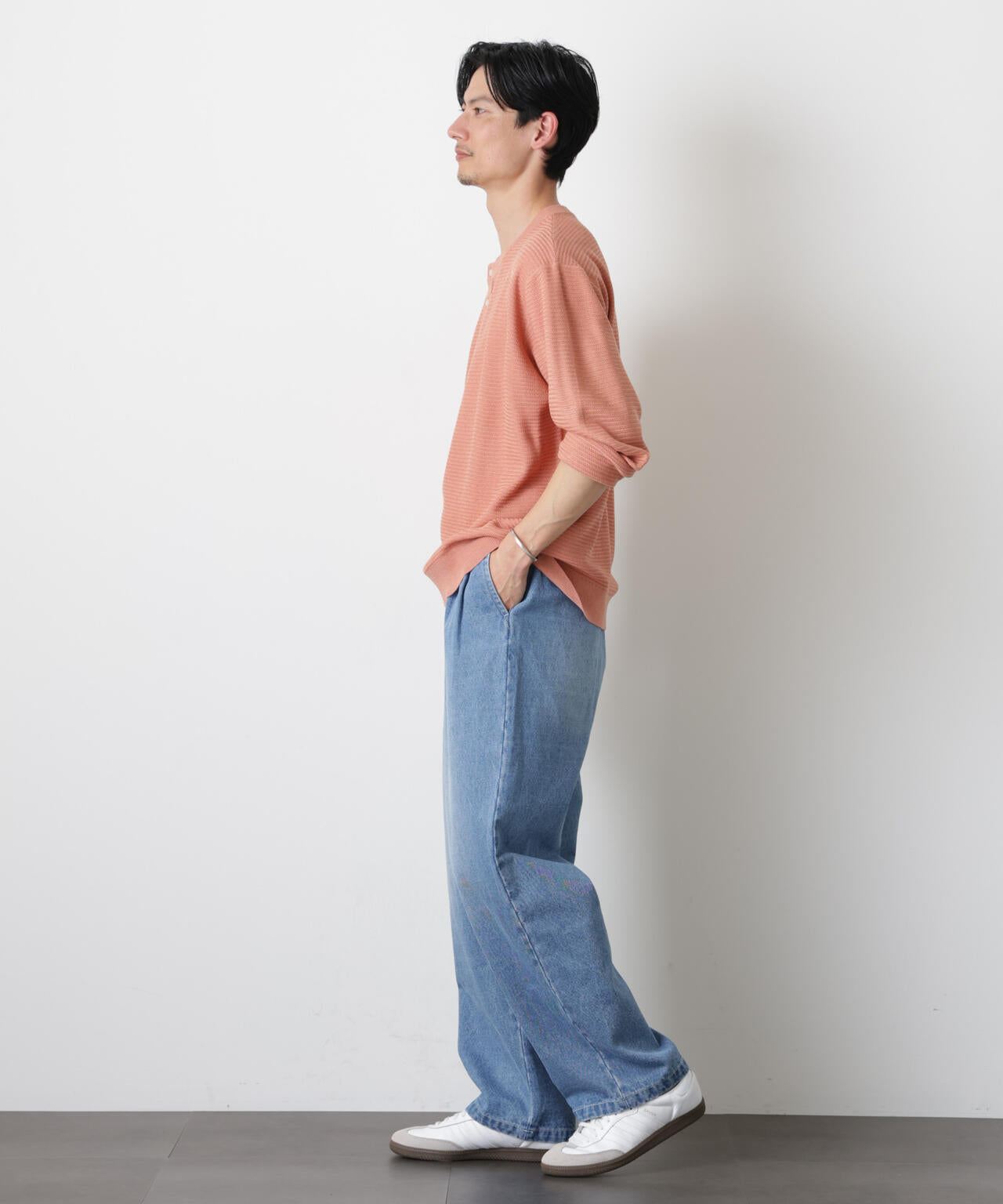 テクスチャーヘンリーネックニット 6686122205