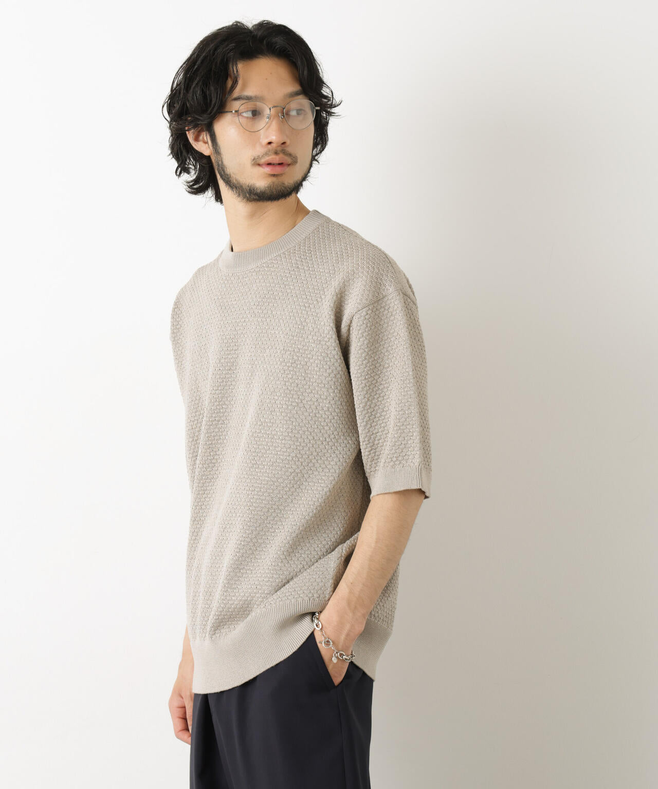 ギマクルーネック ニットTシャツ 6686122207