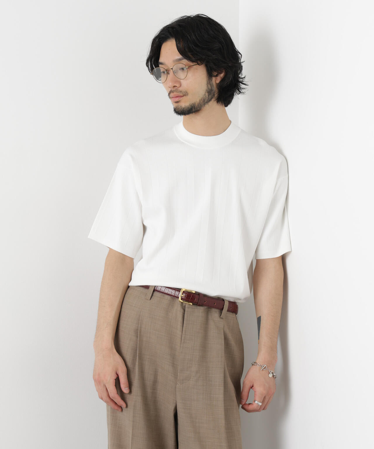 ｢ASSEMBLANC｣ 針抜きクルーネックニット 6686122208