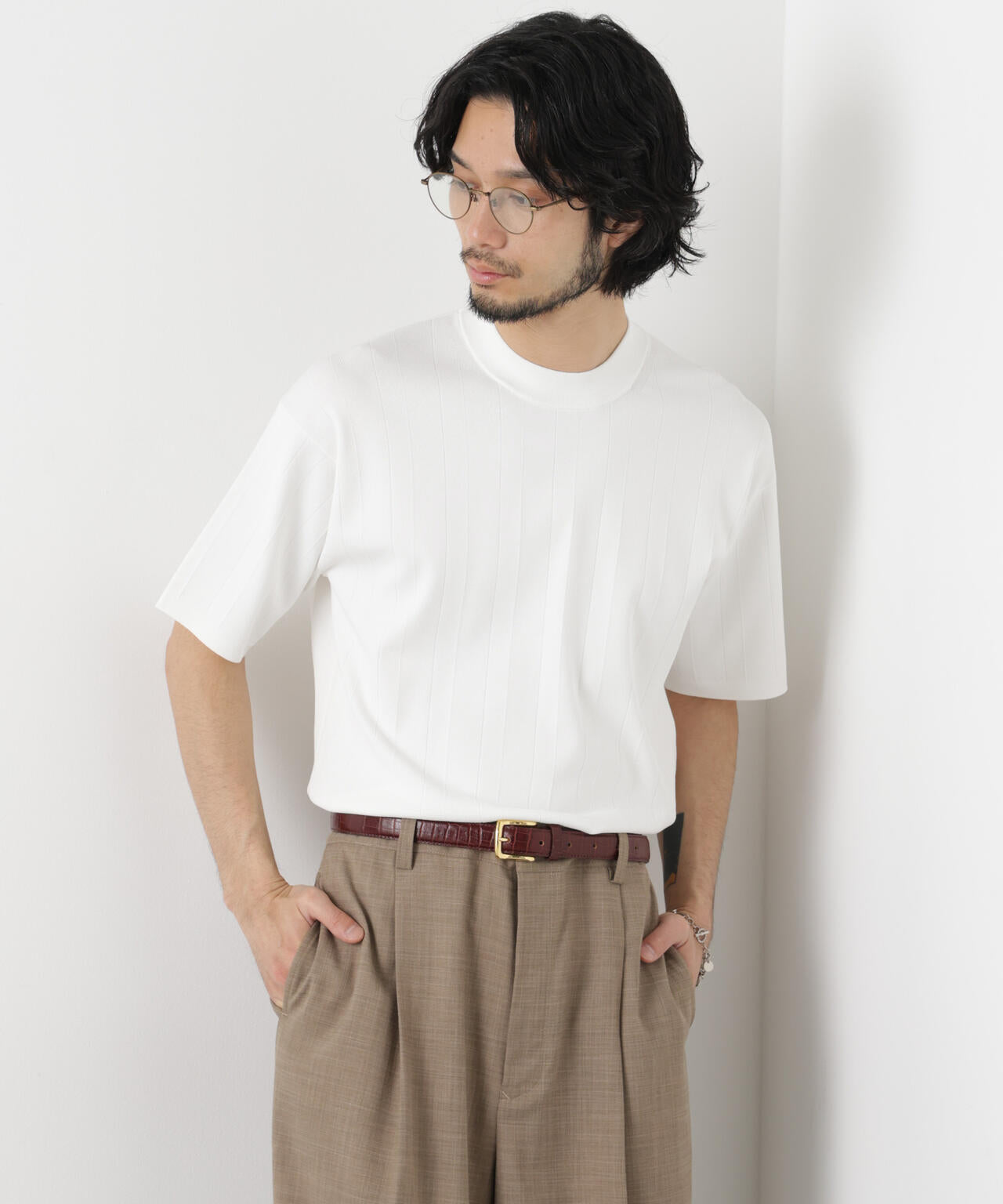 ｢ASSEMBLANC｣ 針抜きクルーネックニット 6686122208