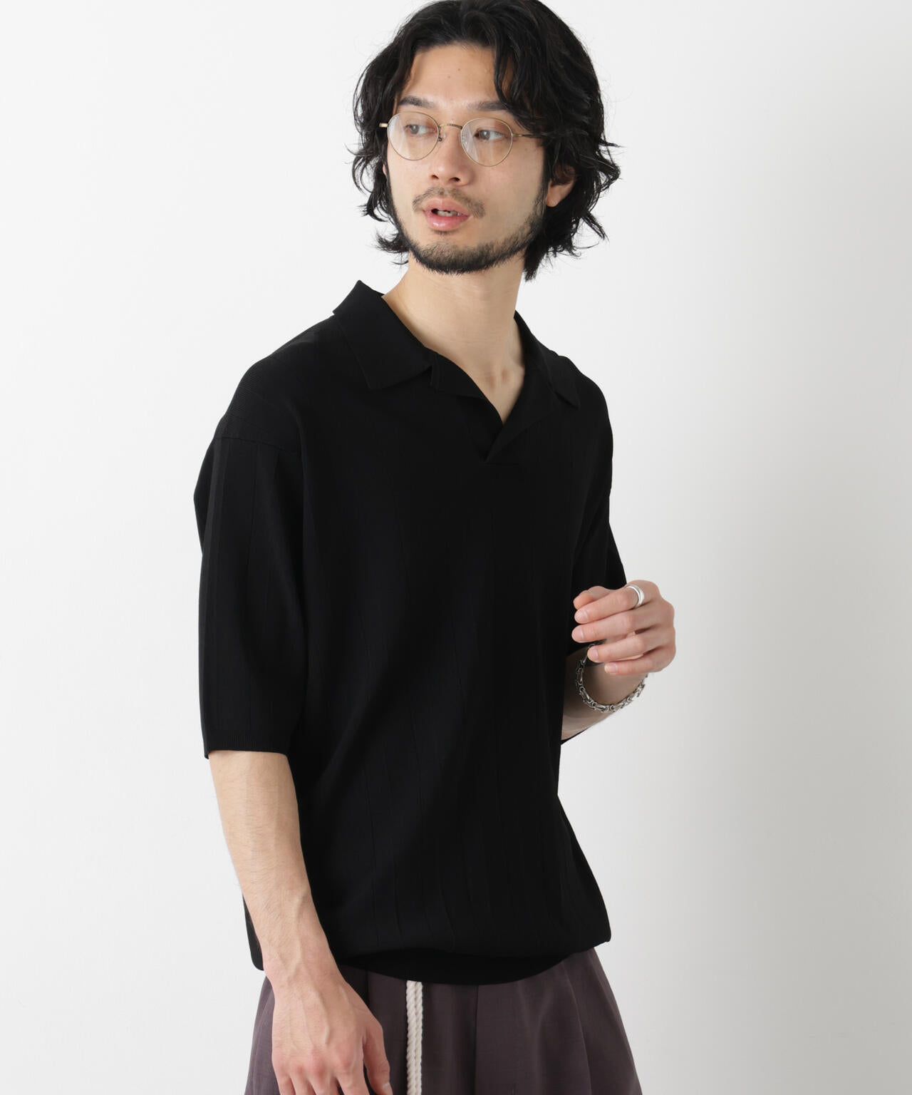 ｢ASSEMBLANC｣ 針抜きスキッパーポロ 6686122209