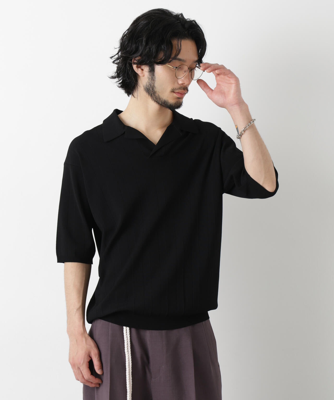 ASSEMBLANC｣ 針抜きスキッパーポロ