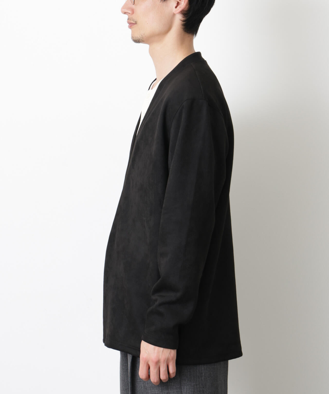 「モダンコンフォート」フェイクスエードトッパーカーディガン 6686123206