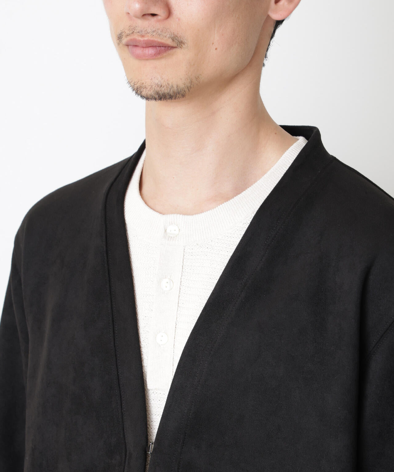 「モダンコンフォート」フェイクスエードトッパーカーディガン 6686123206