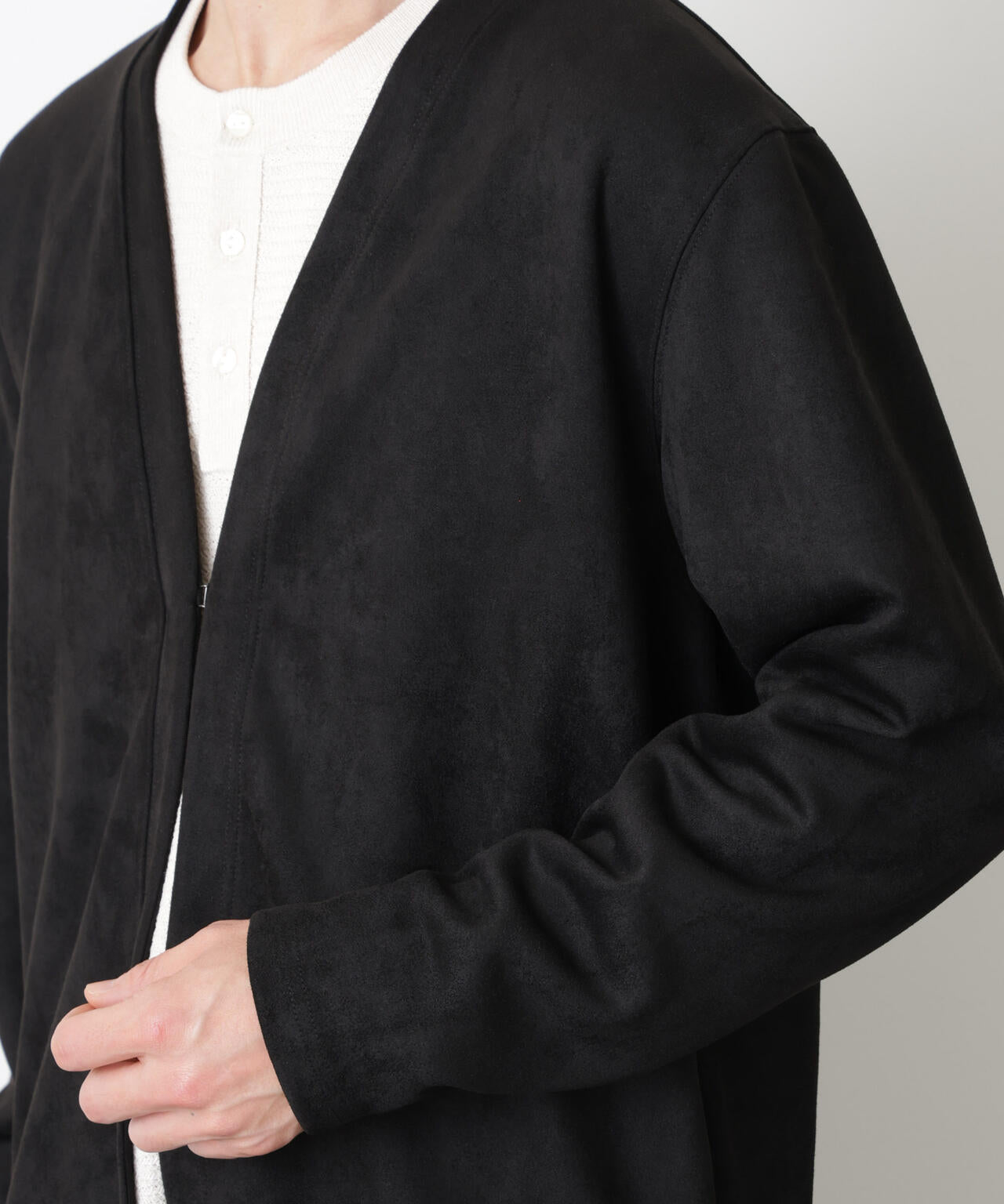 「モダンコンフォート」フェイクスエードトッパーカーディガン 6686123206