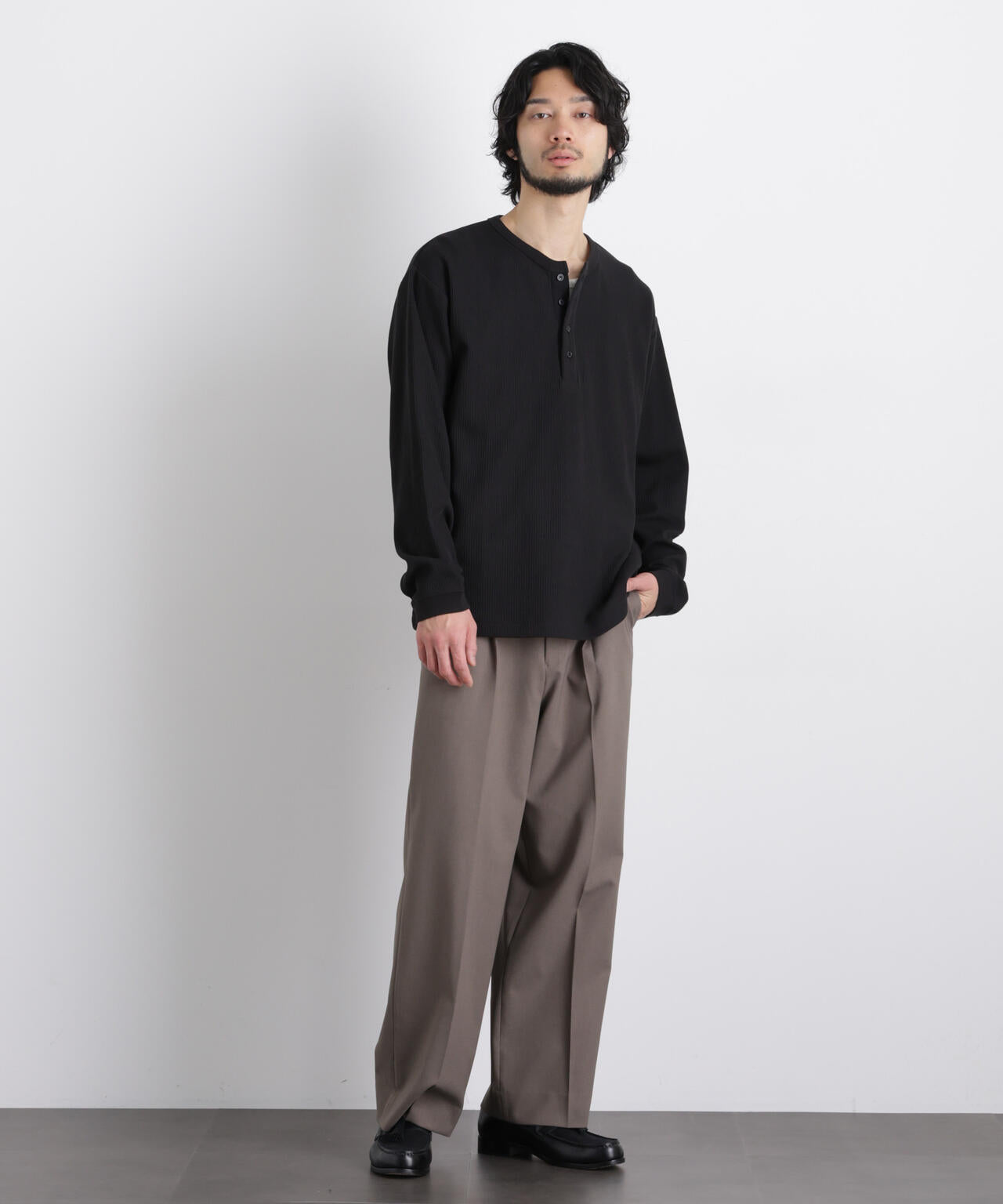 ｢ASSEMBLANC｣ ドロップニードルリブ ヘンリーネック 6686123210