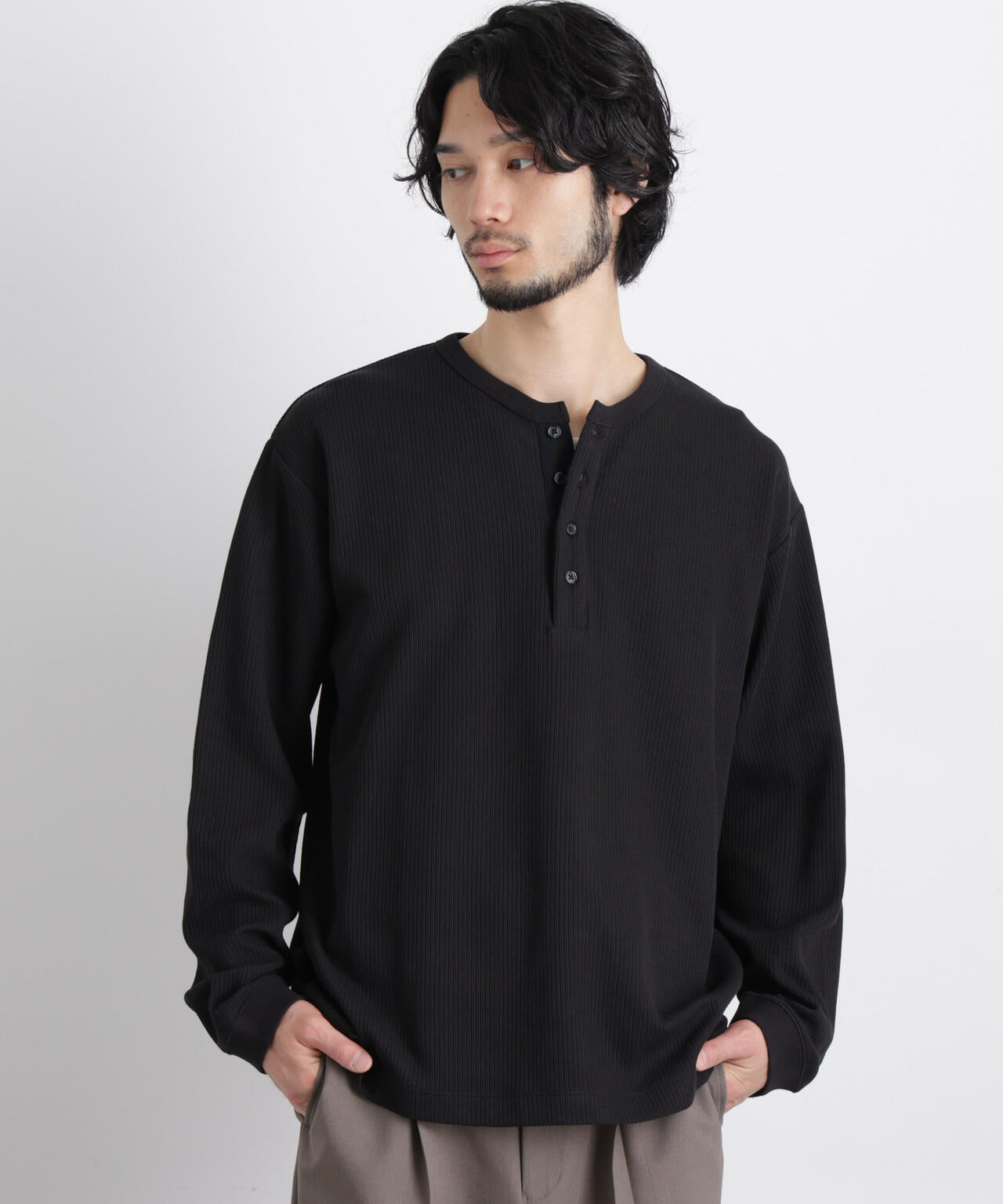 ｢ASSEMBLANC｣ ドロップニードルリブ ヘンリーネック 6686123210