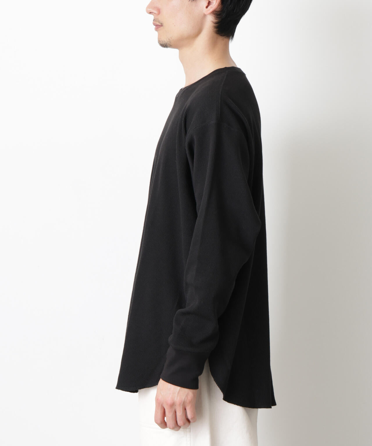 ミニワッフルクルーネックTシャツ 長袖 6686123213