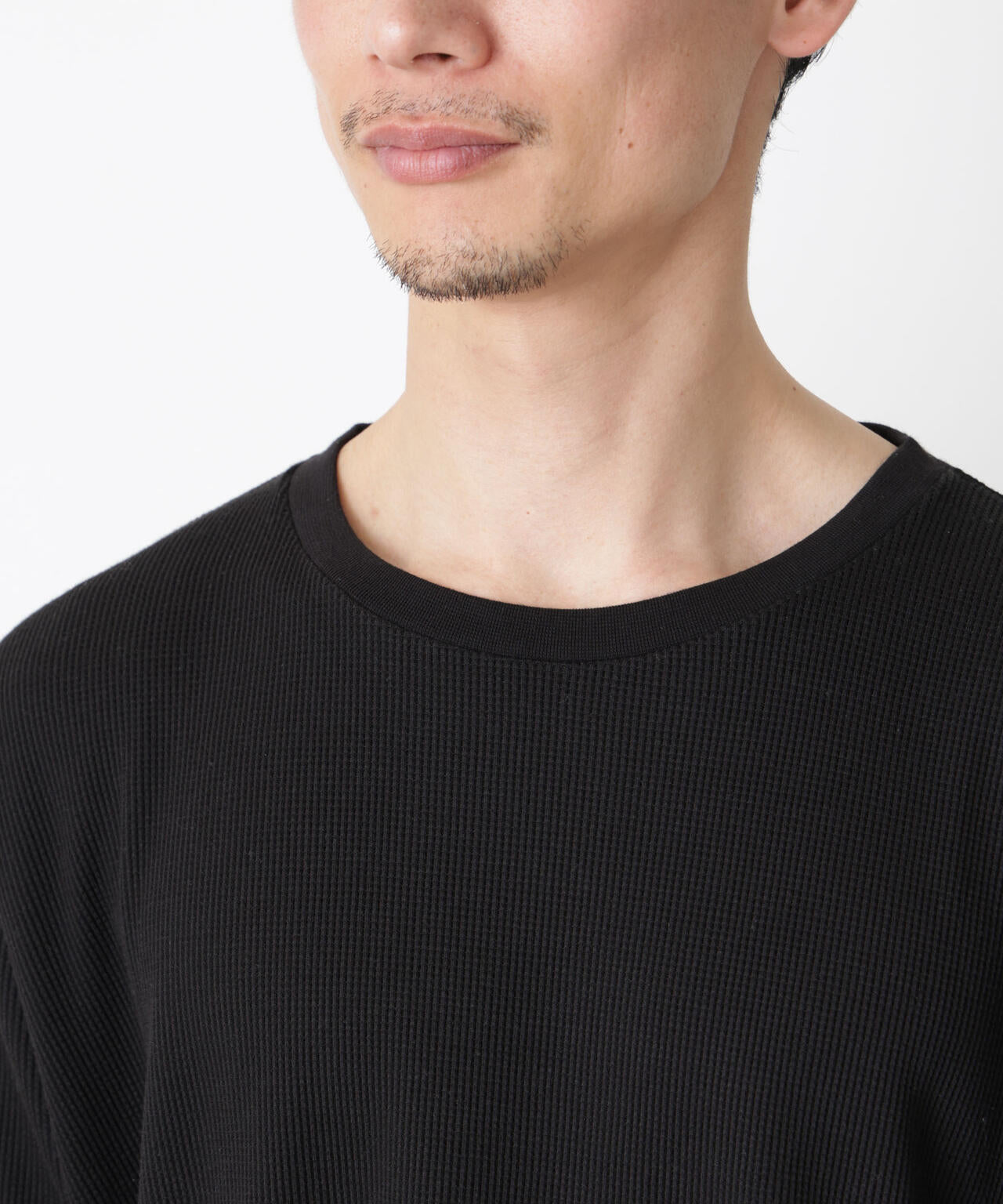 ミニワッフルクルーネックTシャツ 長袖 6686123213