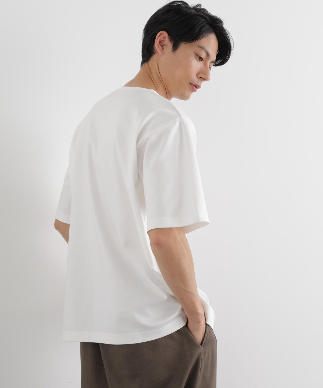 モクロディ ボートネック サイドスリットTシャツ 6686124204