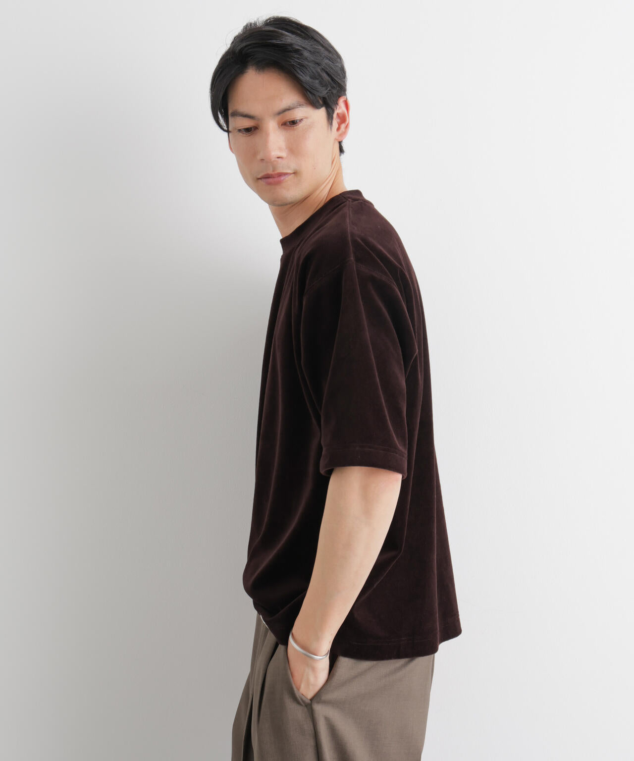 アルベロ❤　半袖Tシャツ ベロア クルーネック Tシャツ 半袖
