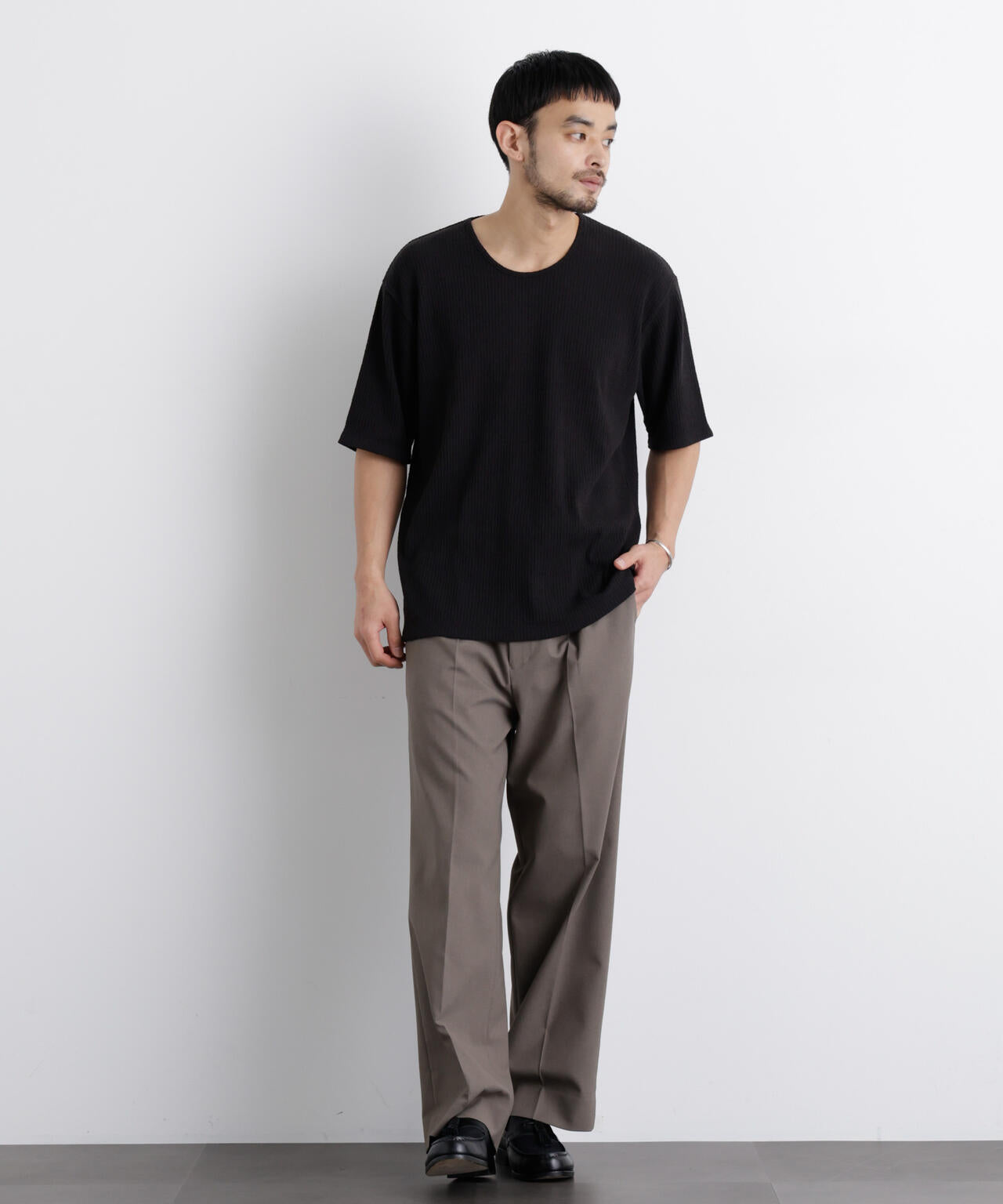 強撚ループヤーン針抜きストレッチ Tシャツ 6686124227