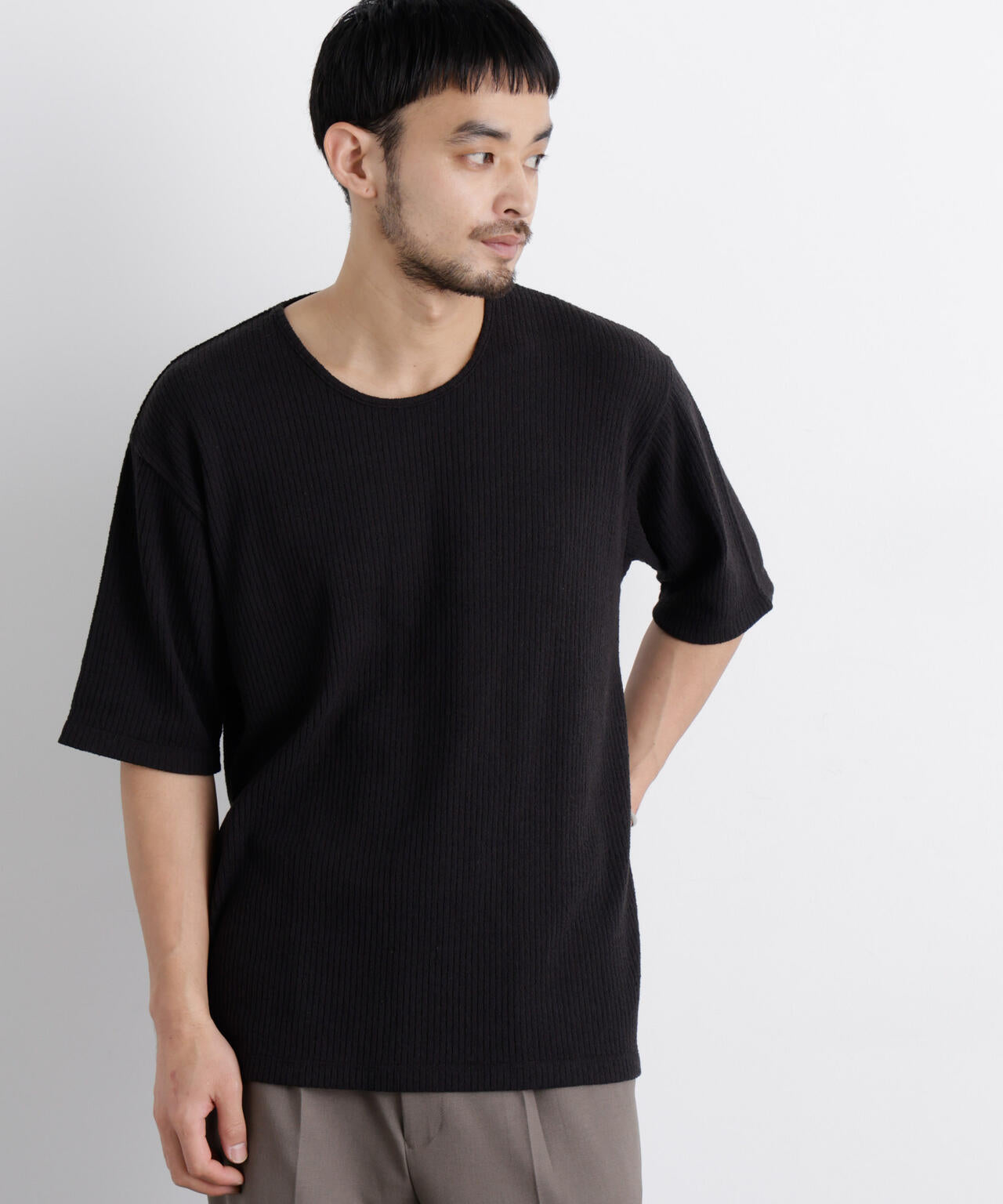 強撚ループヤーン針抜きストレッチ Tシャツ