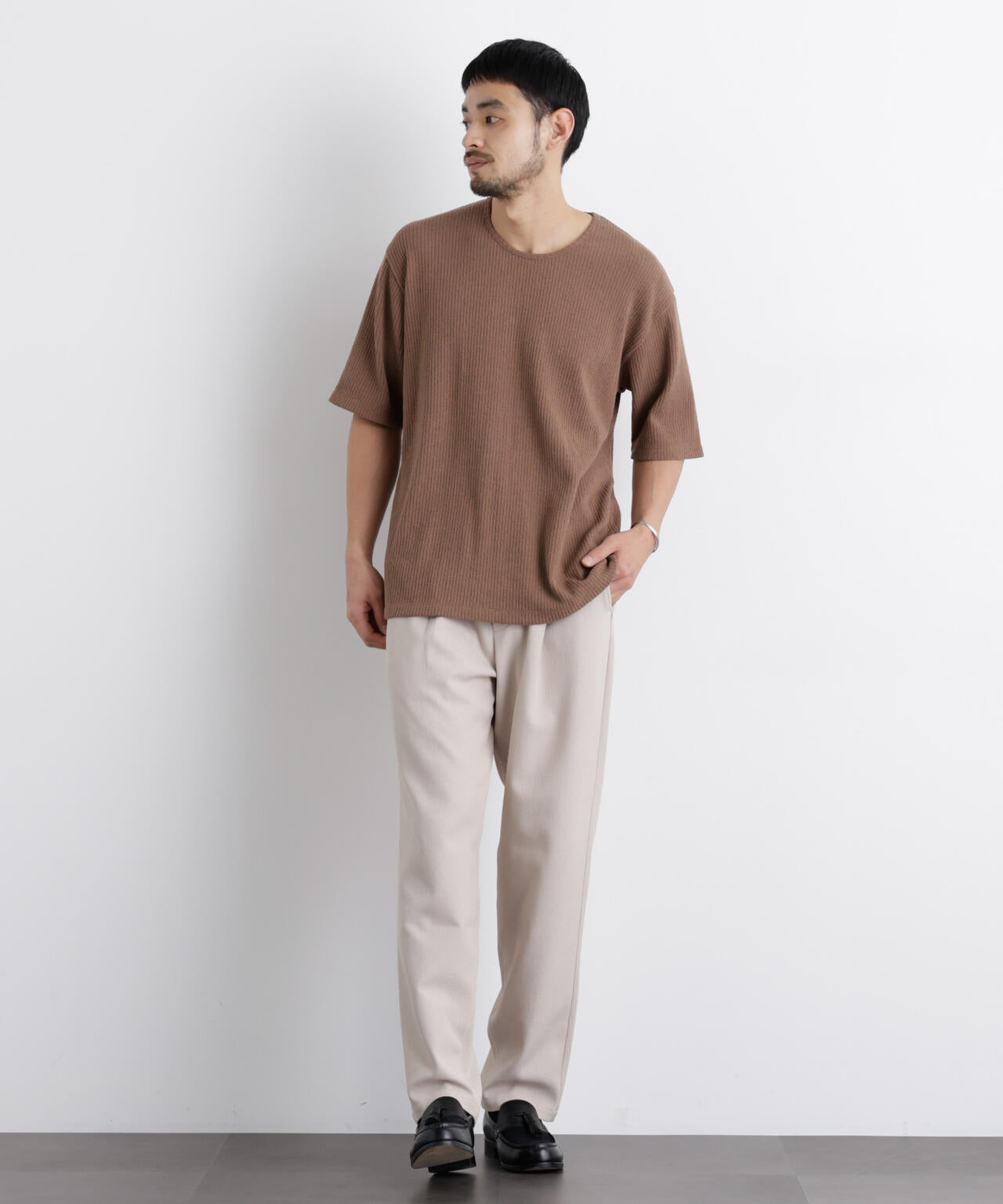 強撚ループヤーン針抜きストレッチ Tシャツ 6686124227