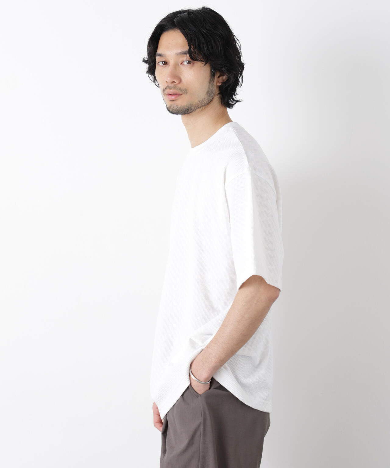 リンクスジャガードスリーブTシャツ 6686124228