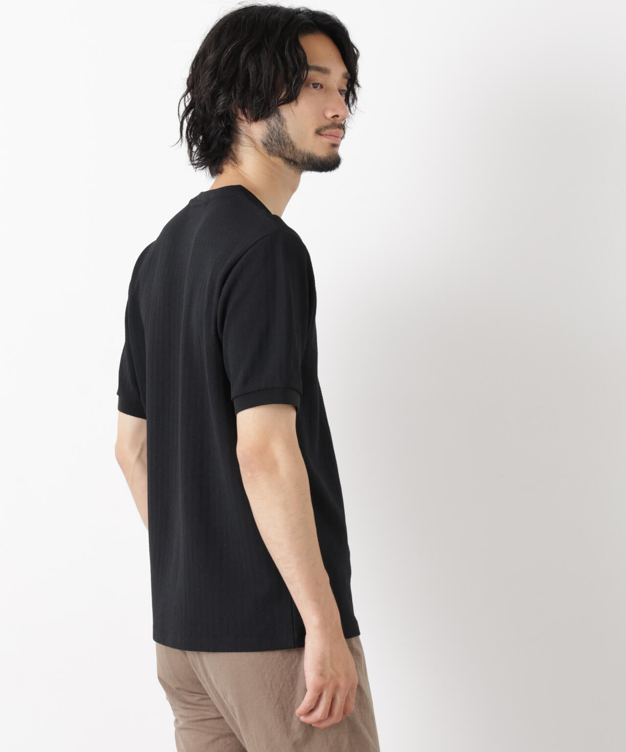 「モダンコンフォート」ヘリンボン クルーネックTシャツ 半袖 6686124243