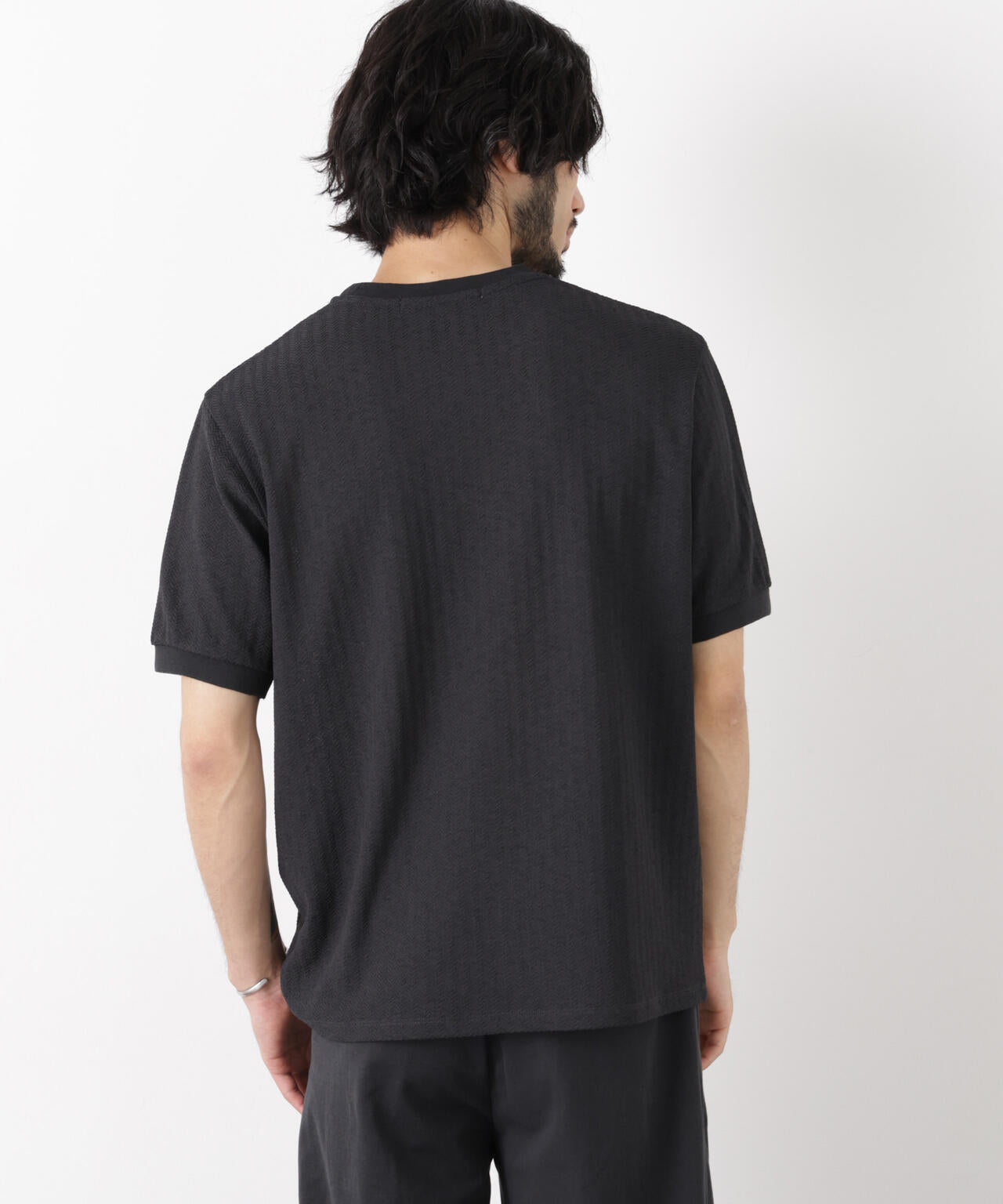 「モダンコンフォート」ヘリンボン クルーネックTシャツ 半袖 6686124243