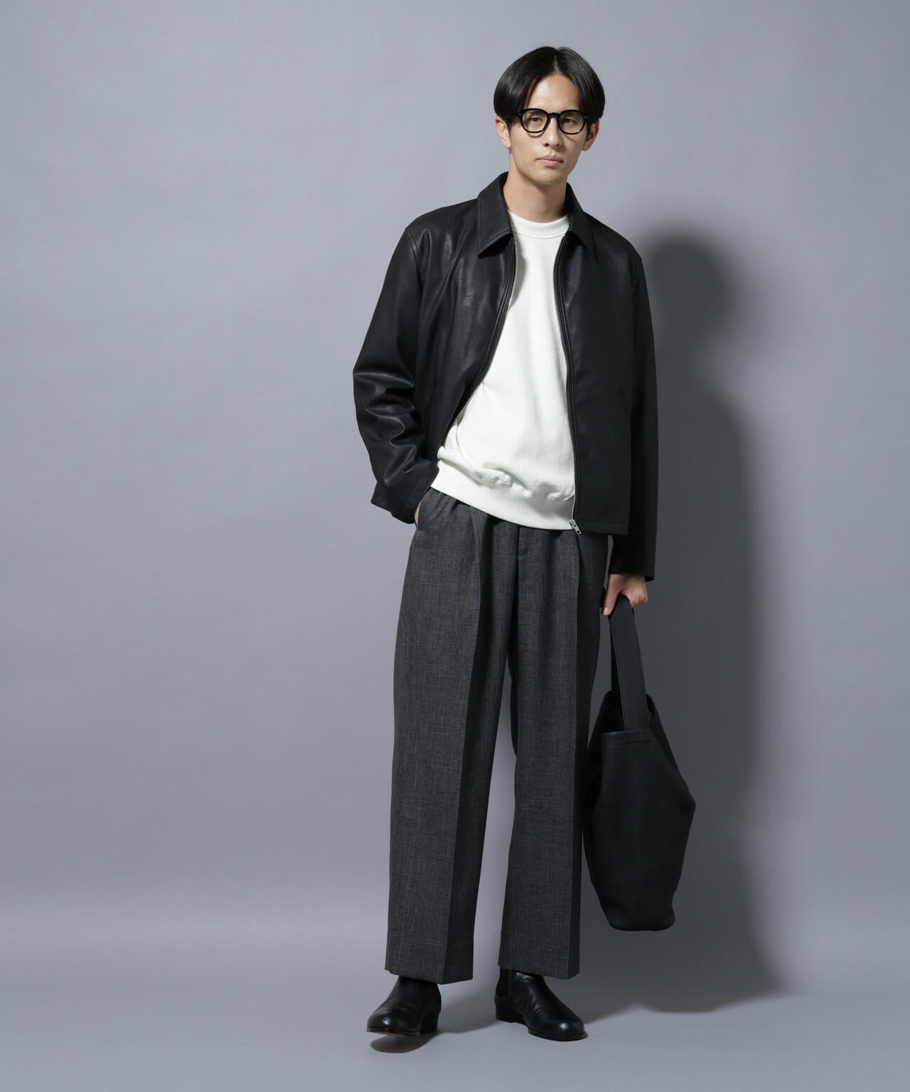 「大人のワイドパンツ」シャークスキンイージースラックス 6686127202