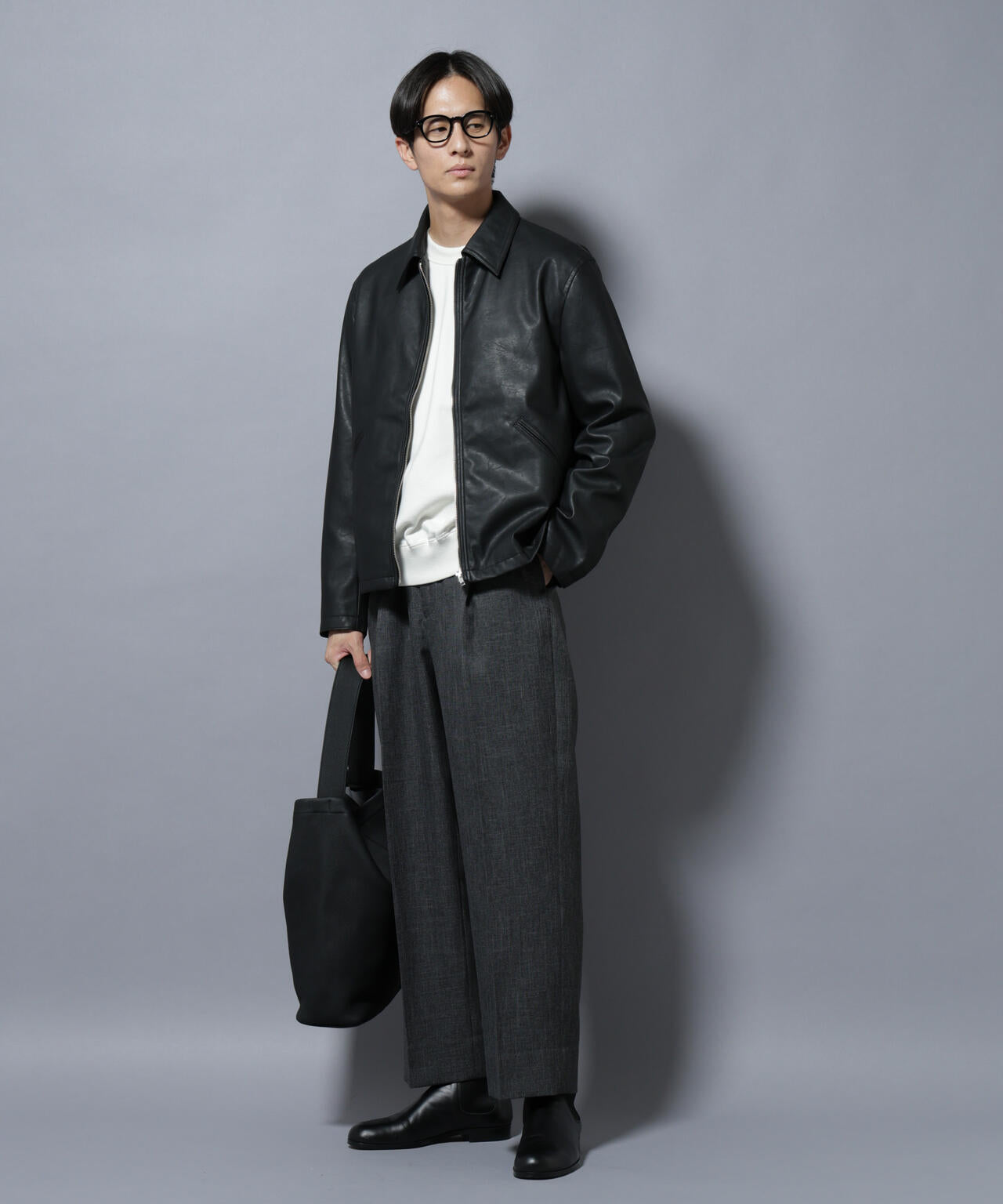 「大人のワイドパンツ」シャークスキンイージースラックス 6686127202