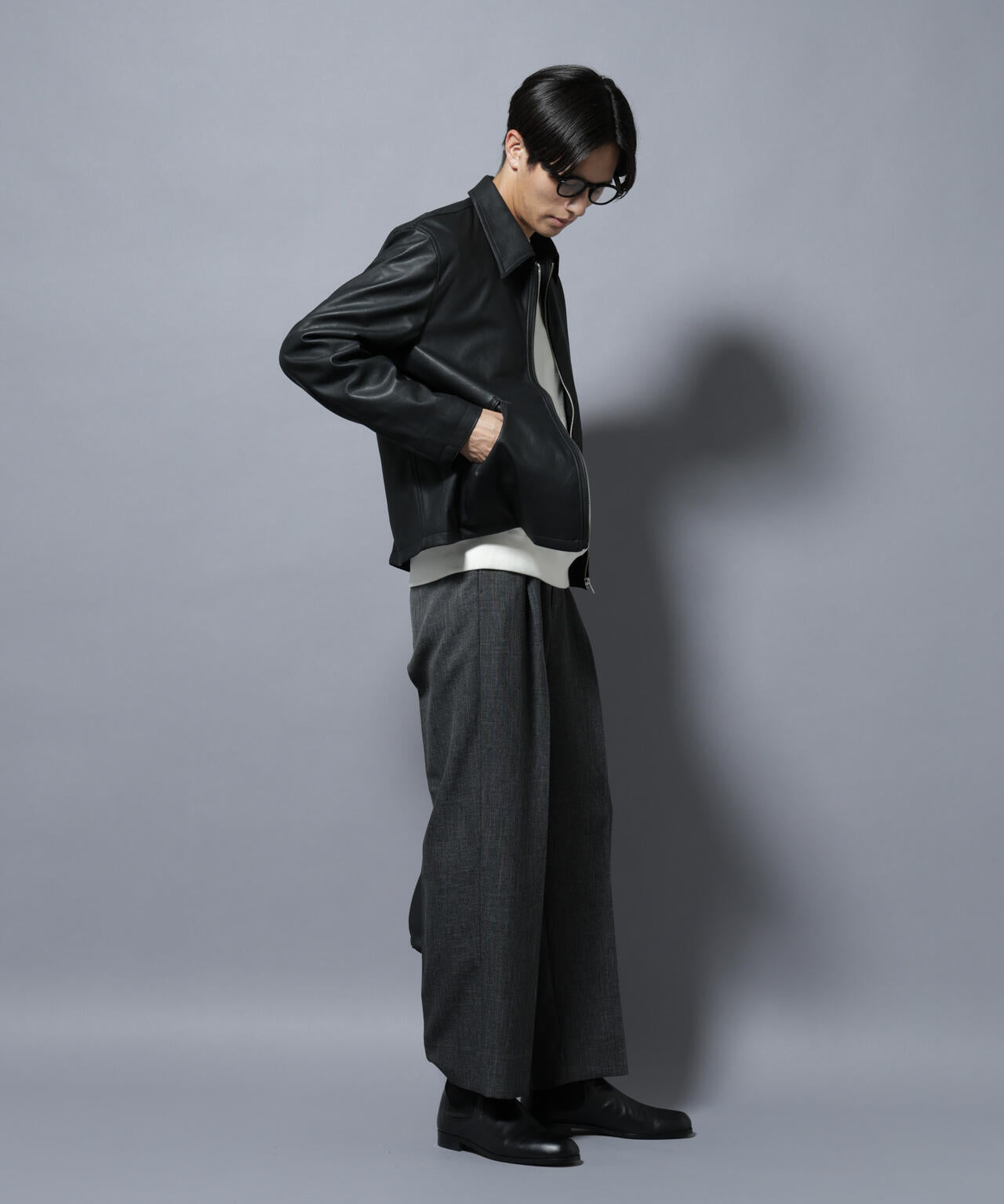 「大人のワイドパンツ」シャークスキンイージースラックス 6686127202