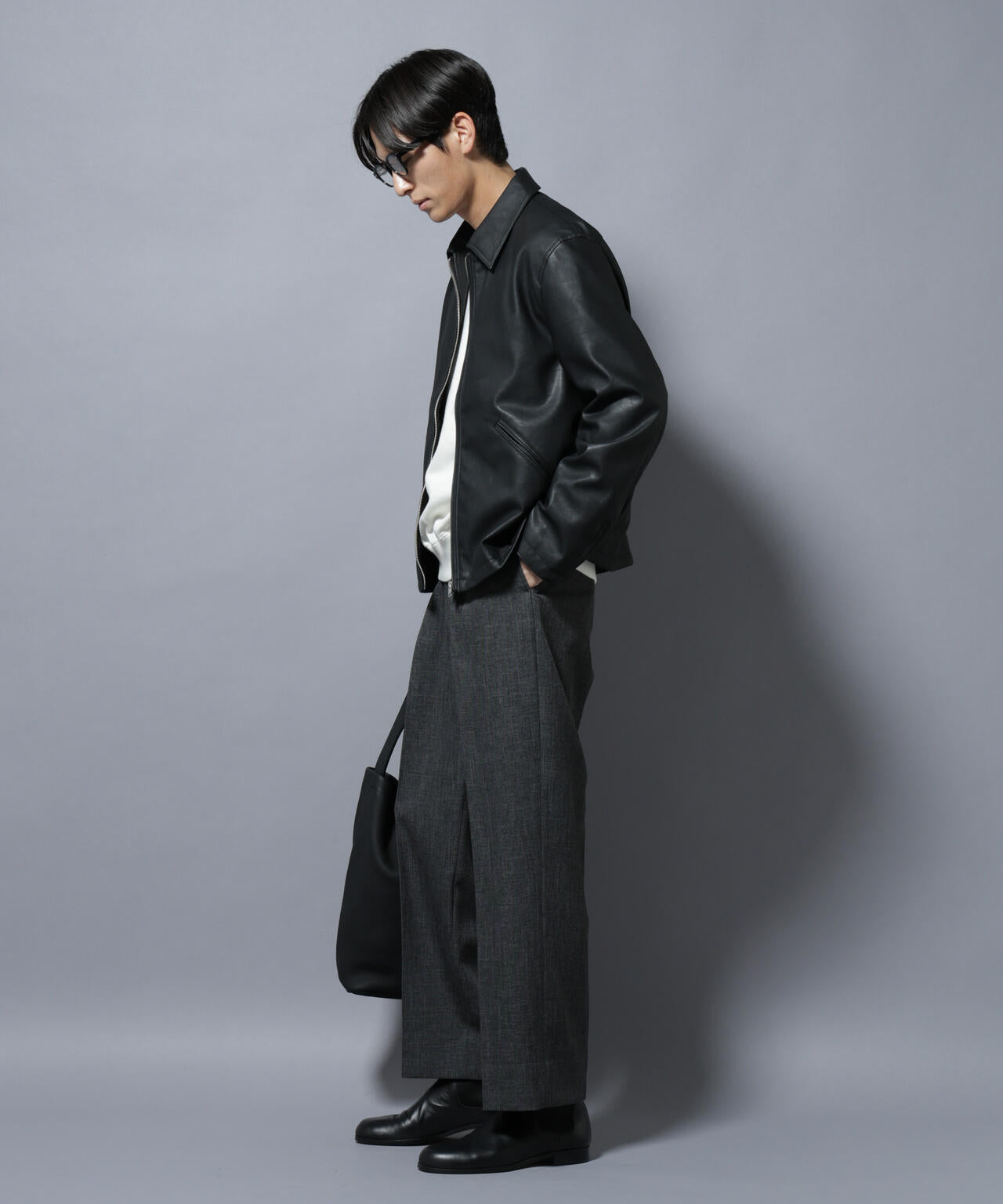 「大人のワイドパンツ」シャークスキンイージースラックス 6686127202