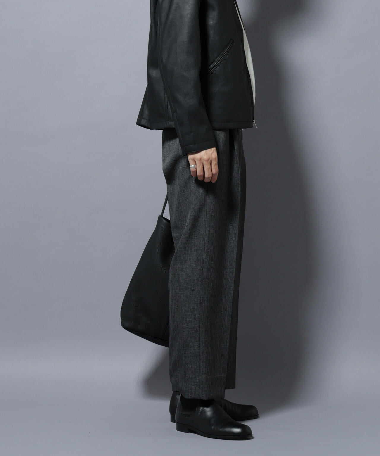 「大人のワイドパンツ」シャークスキンイージースラックス 6686127202