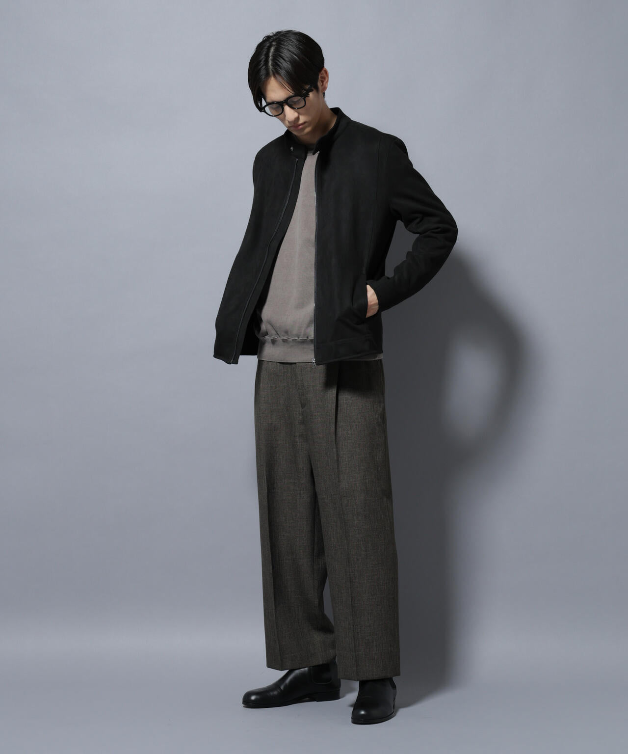 「大人のワイドパンツ」シャークスキンイージースラックス 6686127202