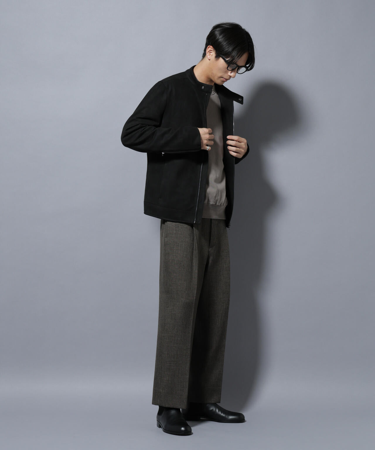 「大人のワイドパンツ」シャークスキンイージースラックス 6686127202