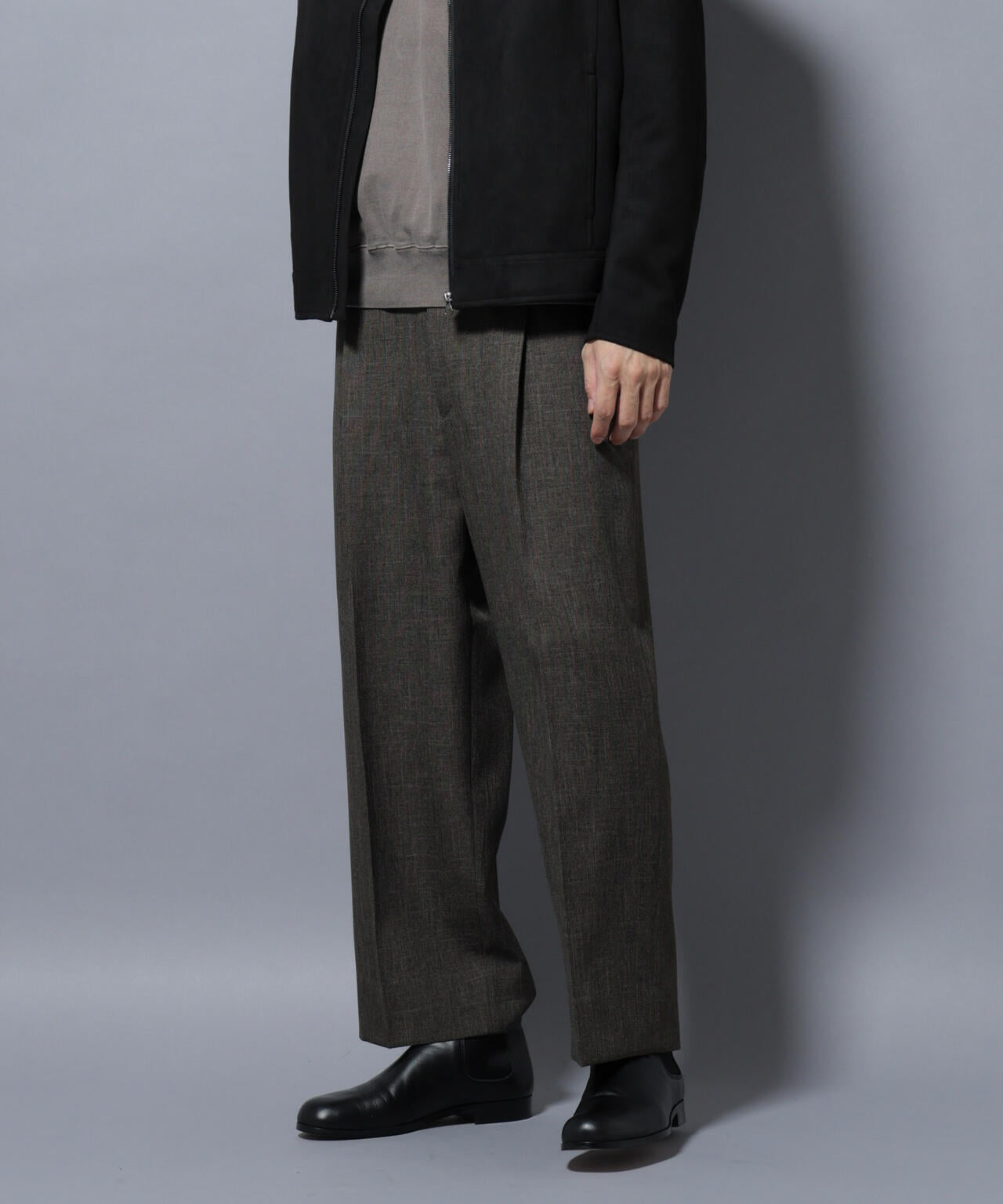 大人のワイドパンツ」シャークスキンイージースラックス