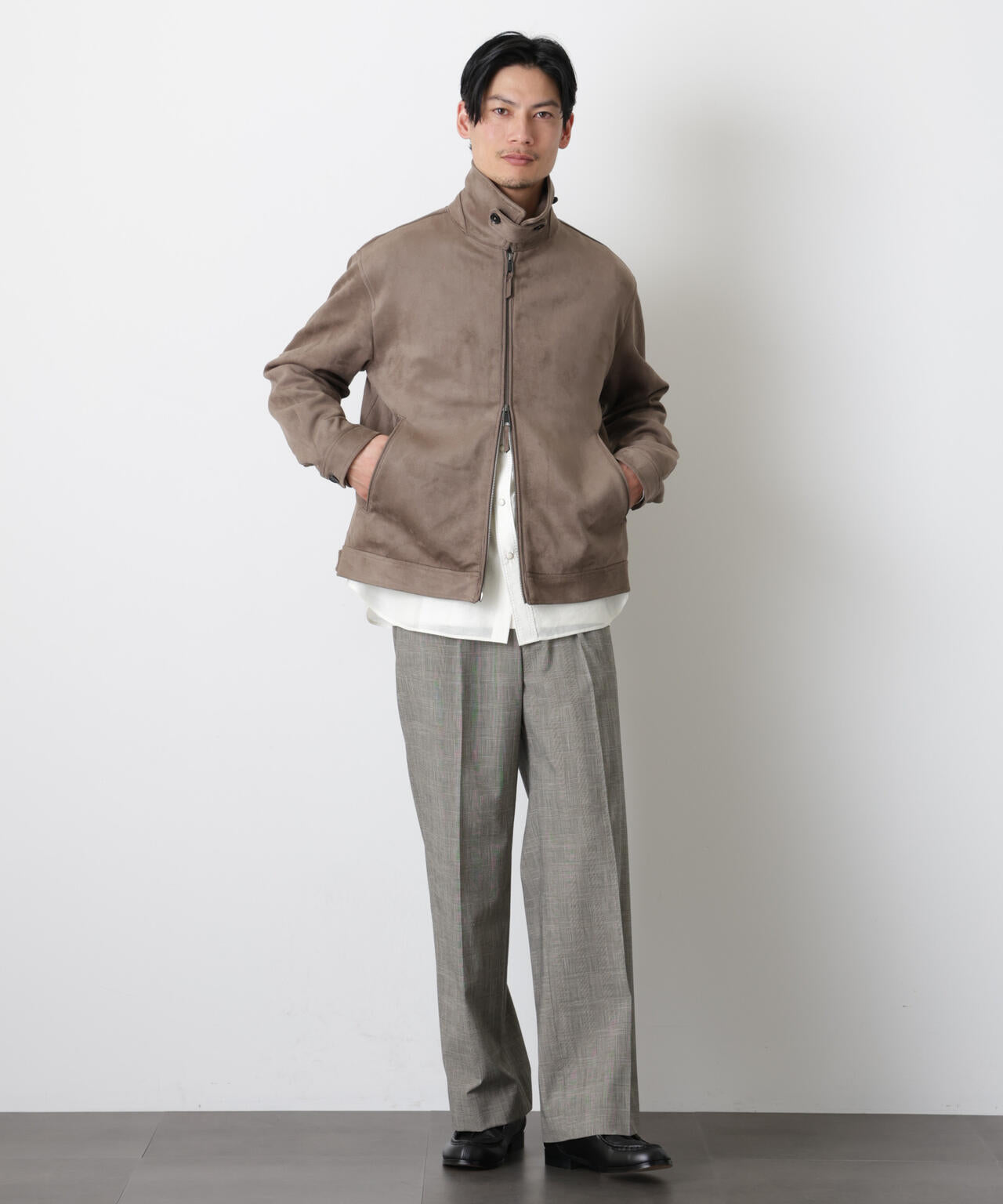 グレンチェックストレートパンツ（セットアップ可）