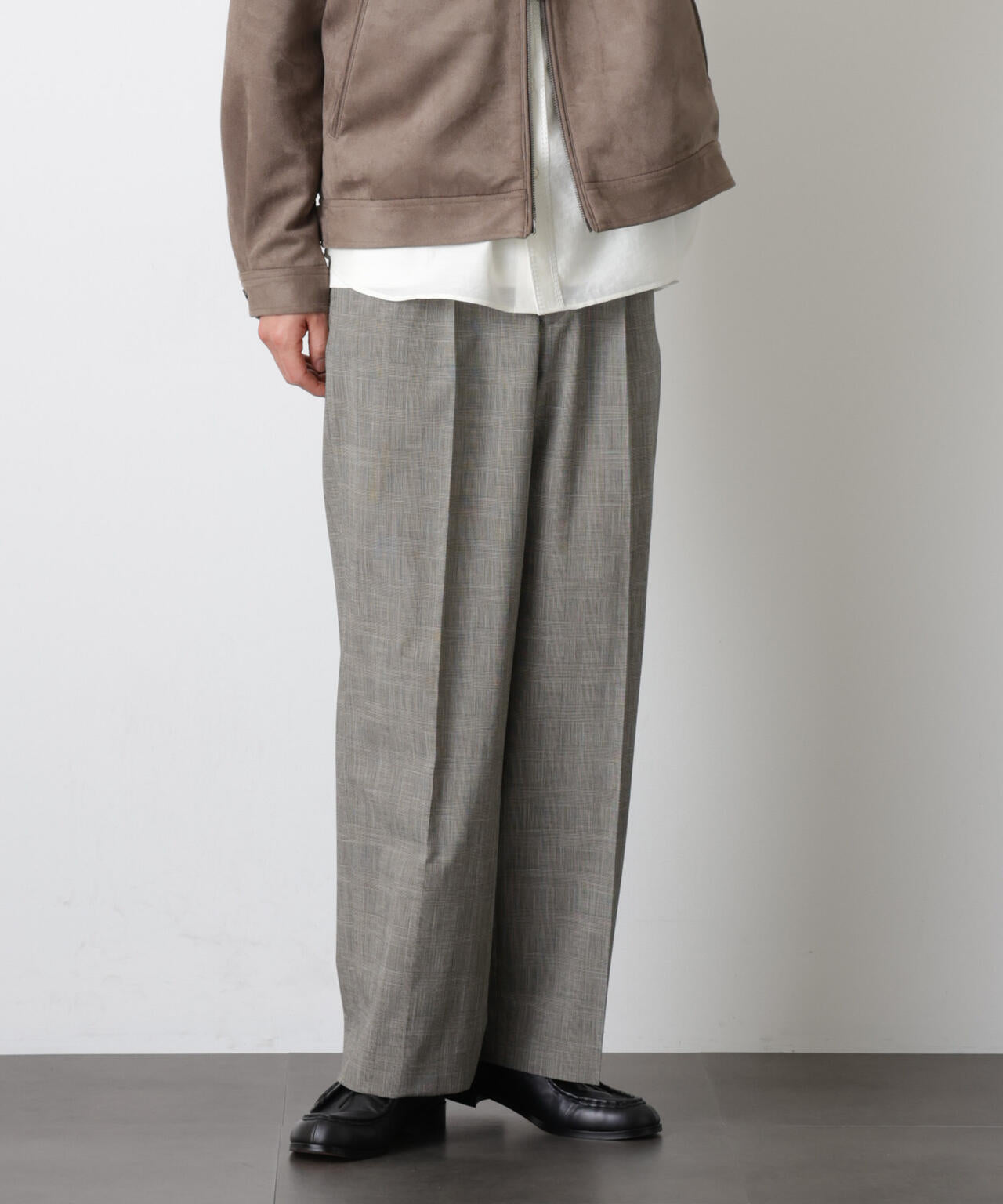 グレンチェックストレートパンツ（セットアップ可）