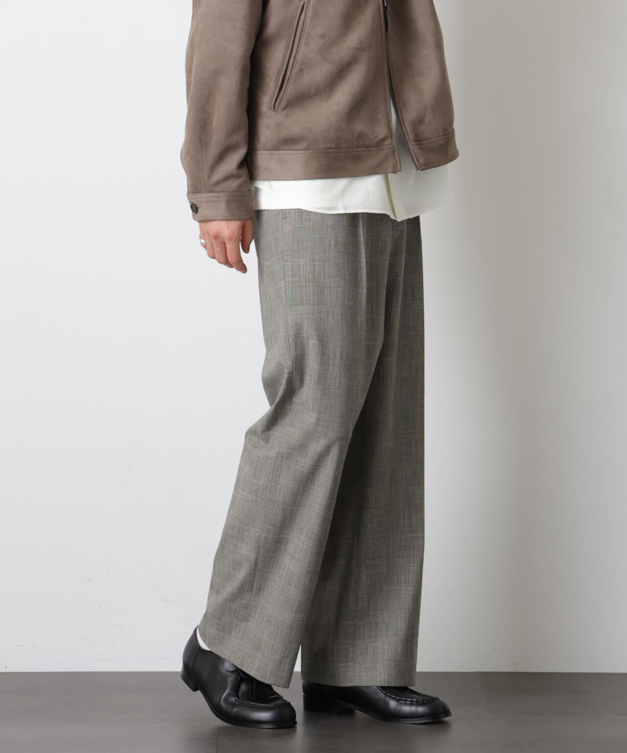 グレンチェックストレートパンツ（セットアップ可）