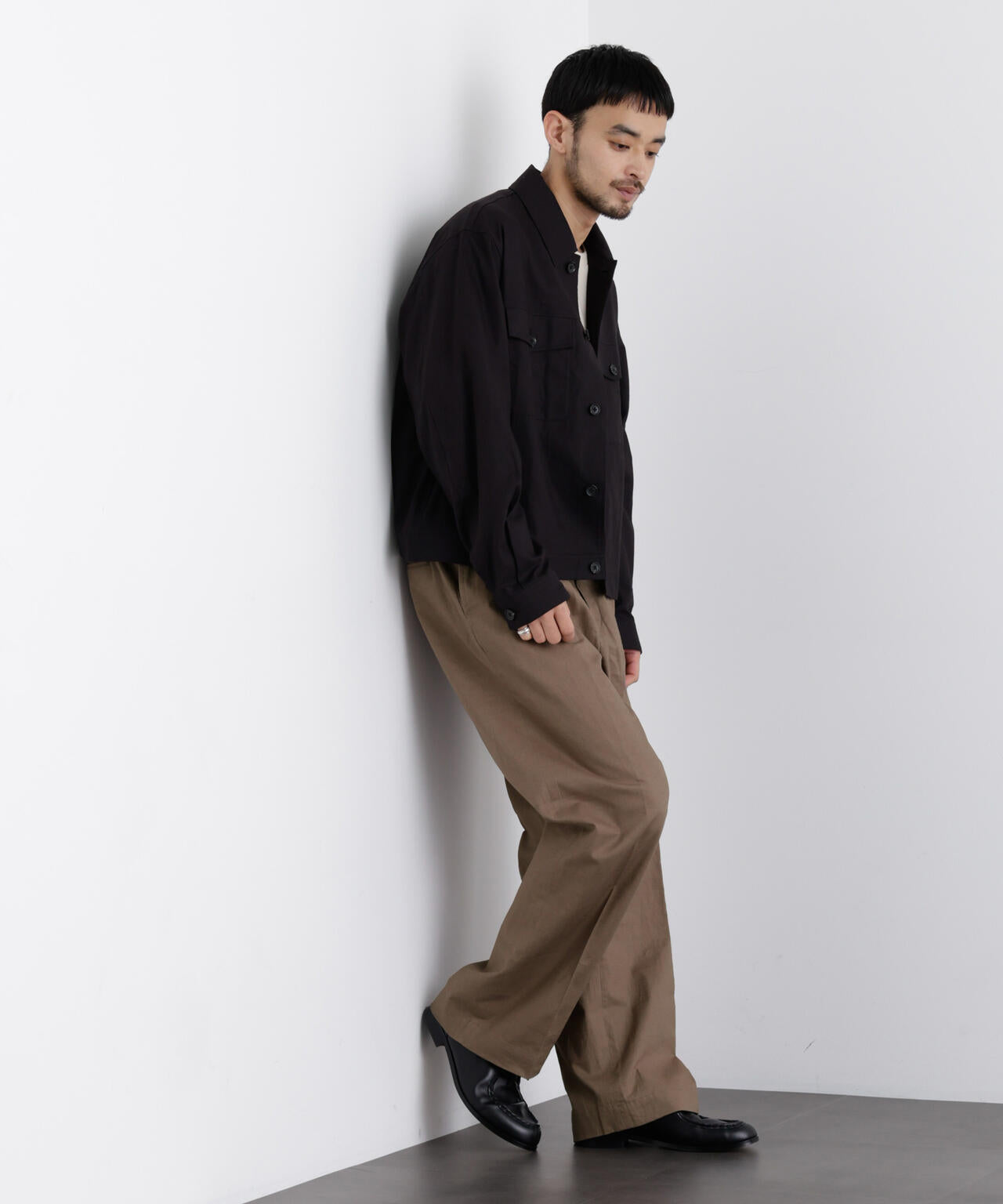 una ラインストレート パンツ FRENCH LINEN｣ リネンコットンストレートパンツ（セットアップ可）