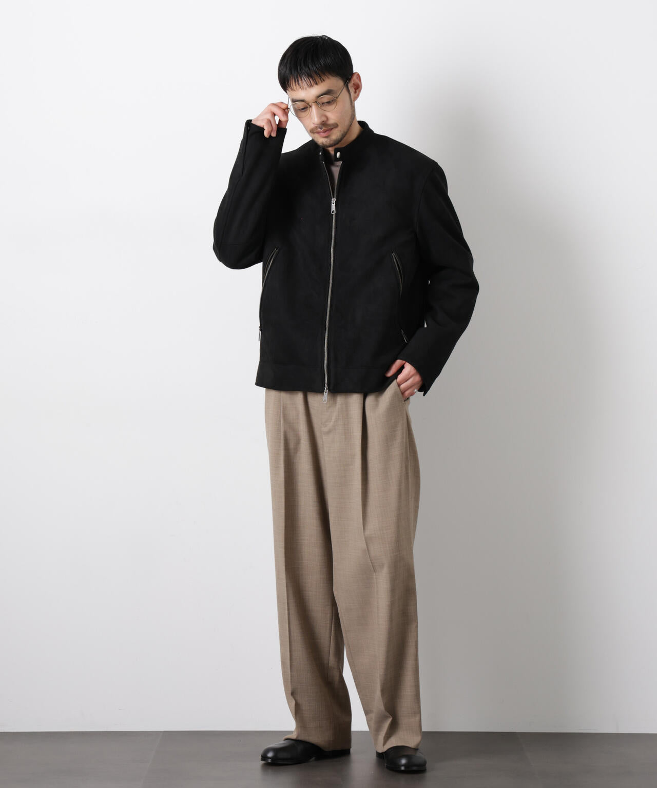 「大人のワイドパンツ」スラブシャークスキンイージースラックス 6686127209