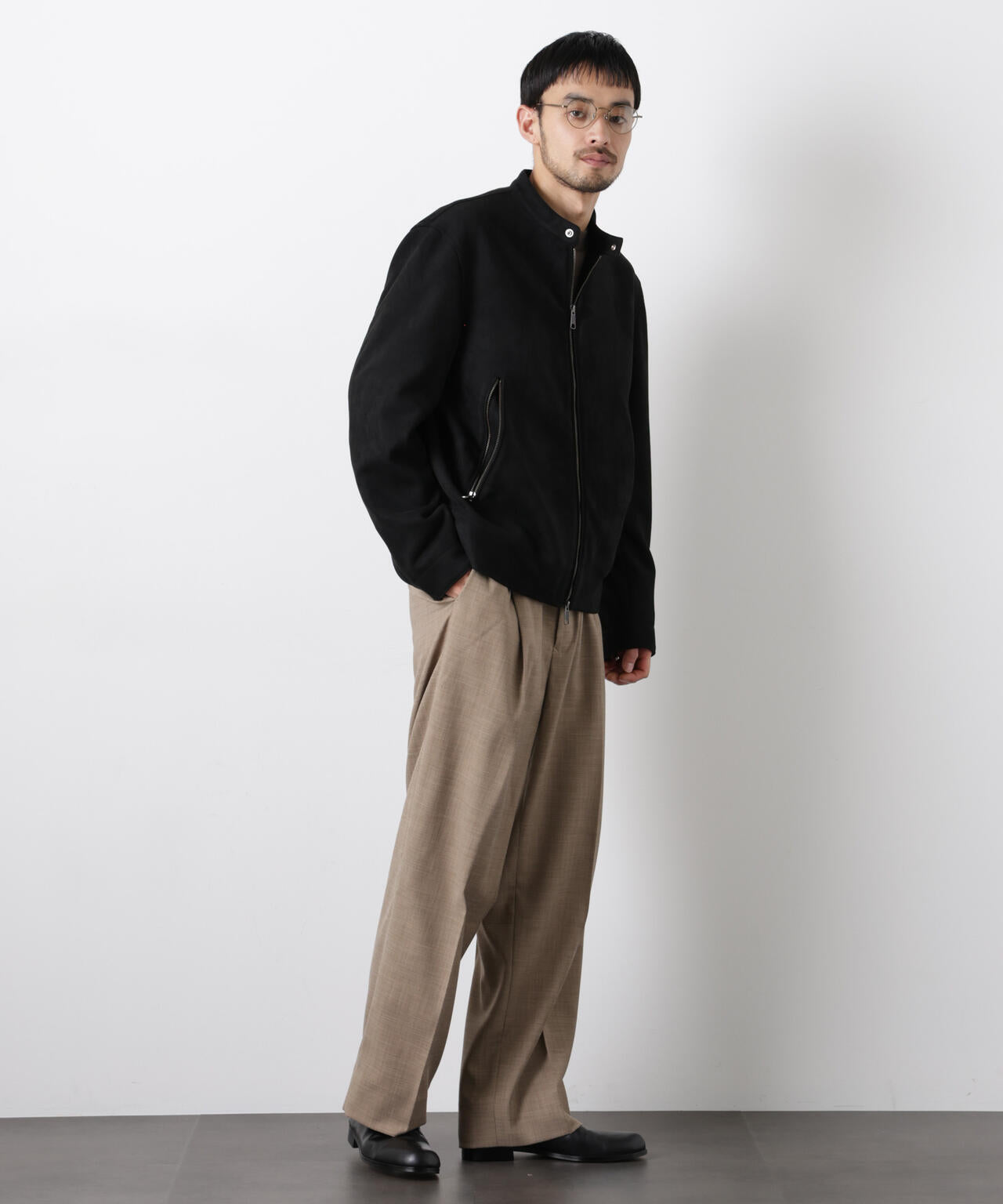 「大人のワイドパンツ」スラブシャークスキンイージースラックス 6686127209