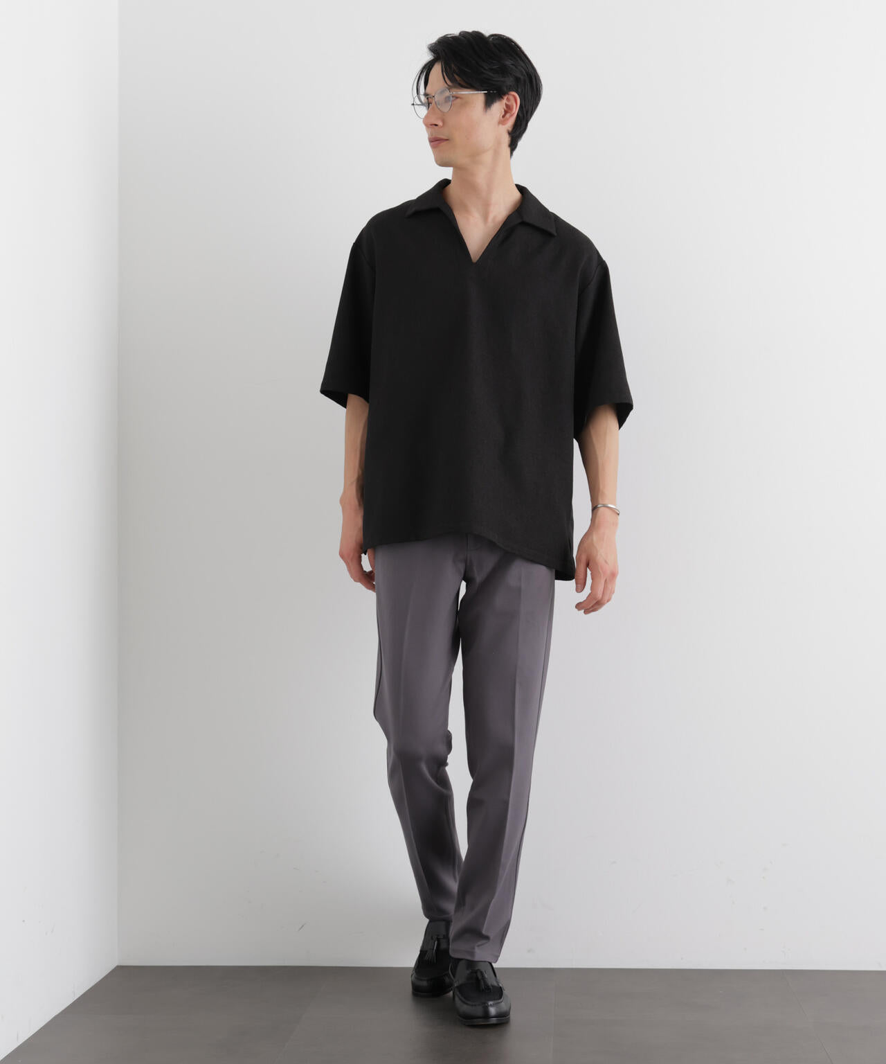ヤ*ン様 50s レーヨンギャバスラックス グレー フェード 極太 襤褸 ドレー Meaningful Continuity」coveross(R) レーヨンジャージーイージー