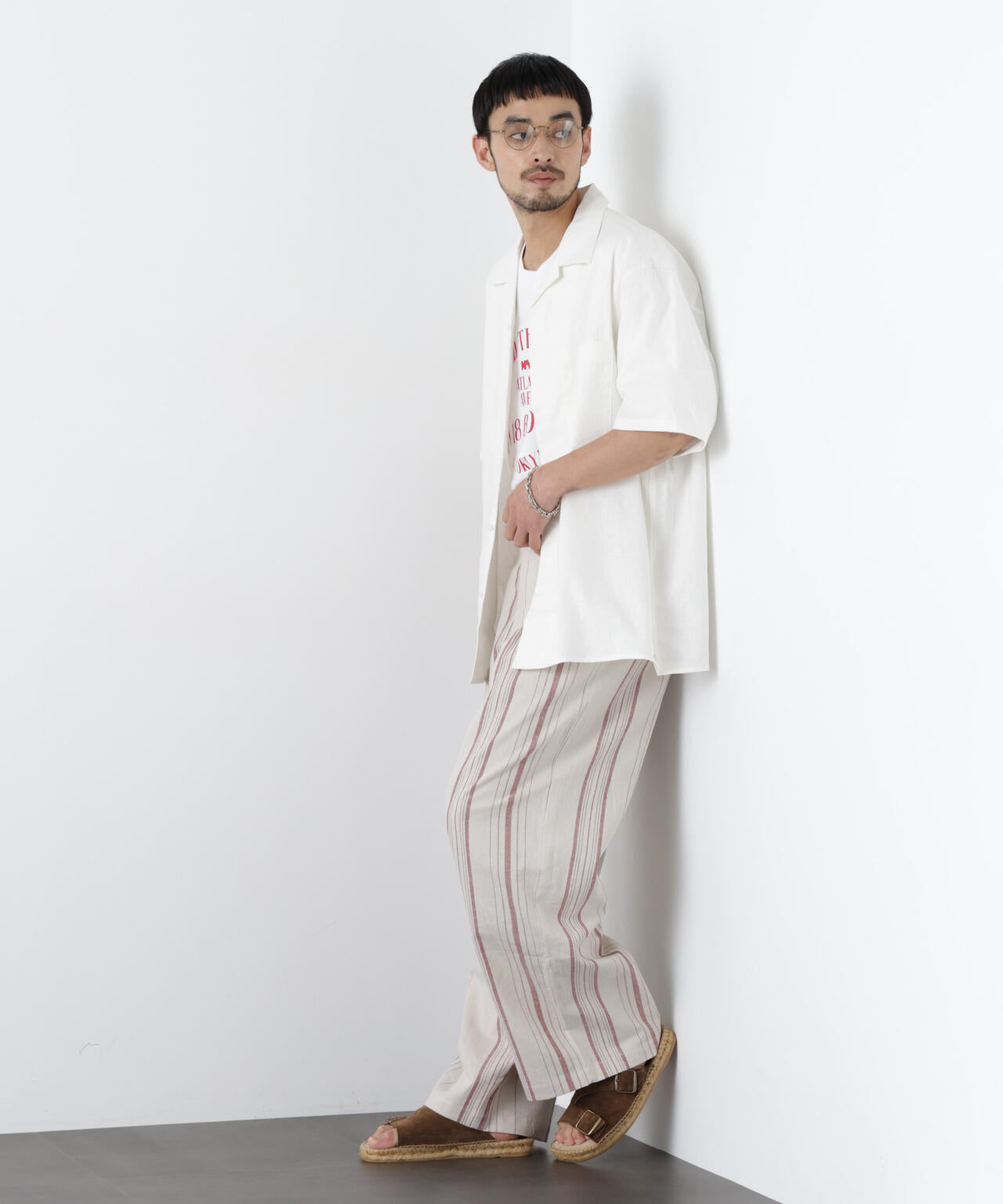 ｢FRENCH LINEN｣ ストライプスラックス 6686127218